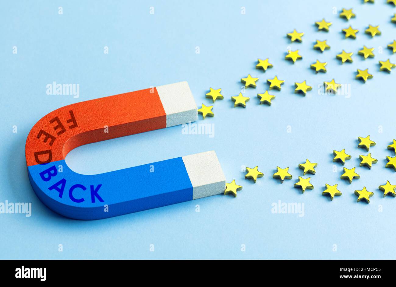Feedback. Magnit attrae le recensioni in stelle. Cinque stelle. Foto Stock