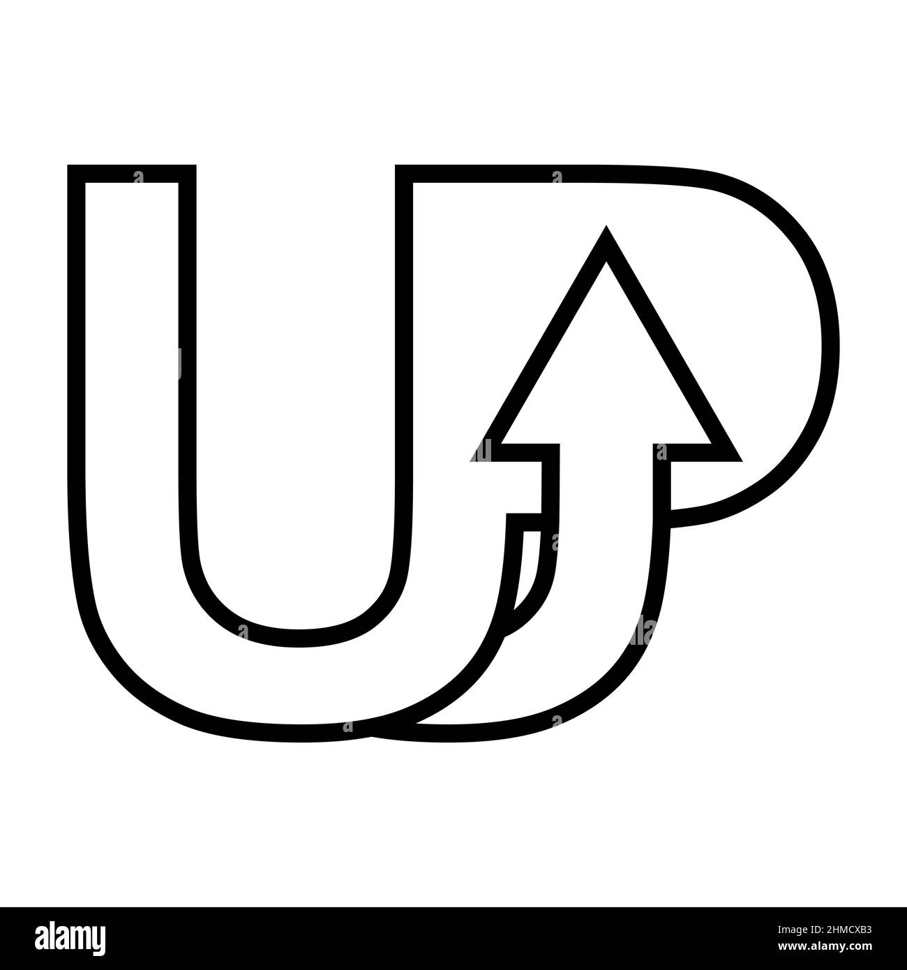 UP logo freccia di avvio, idea di aumentare la crescita di carriera segno start UP Illustrazione Vettoriale
