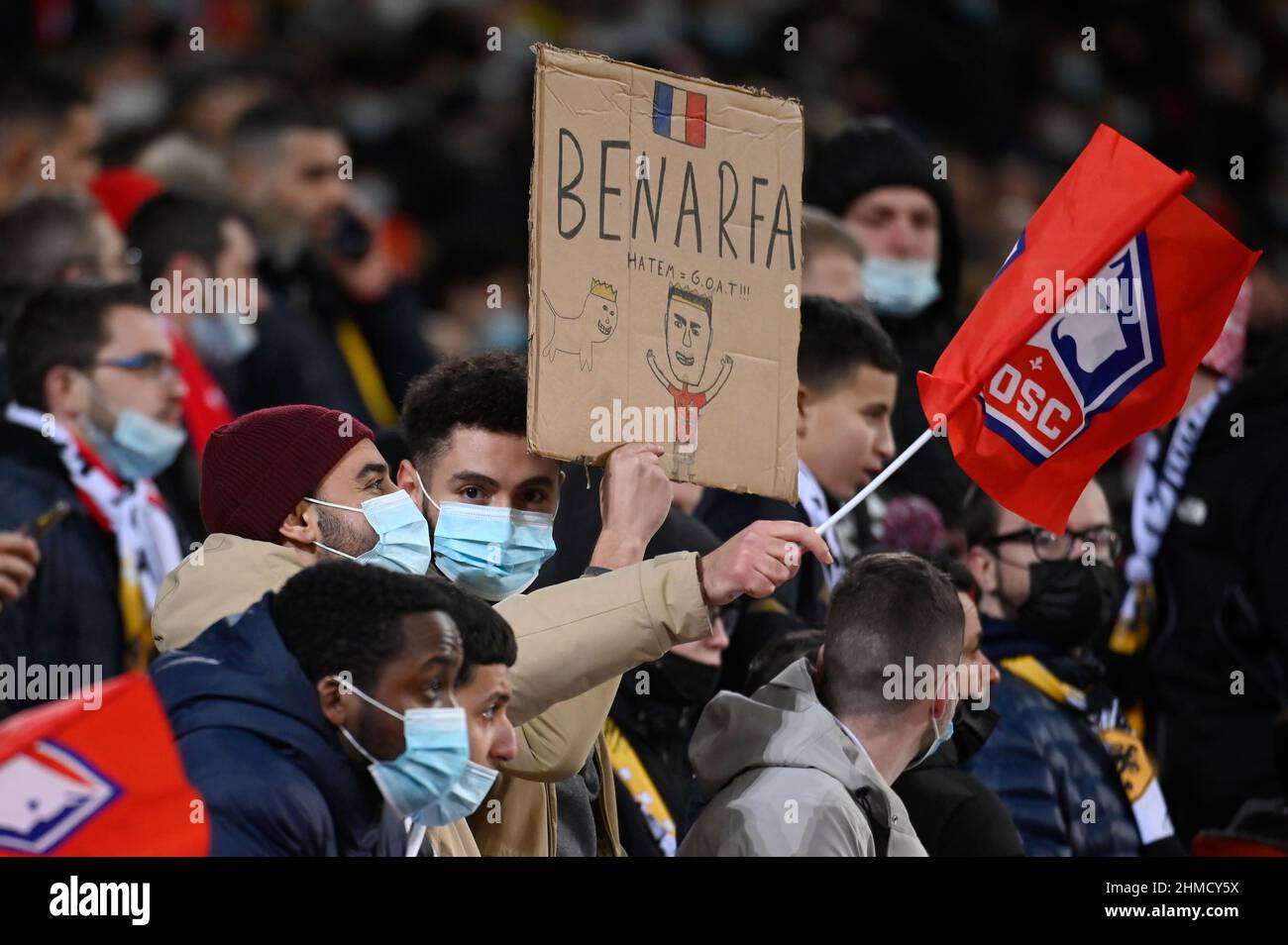 Lille- PSG fine di Jauges negli stadi, legato all'epidemia del Covid-19 durante la partita tra LOSC e Parigi Saint Germain allo Stade Pierre Foto Stock