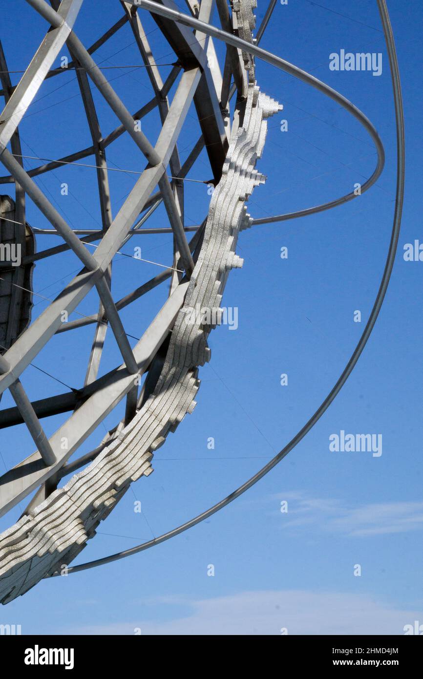 Una vista insolita di una parte dell'Unisfero che mostra il lato della mappa del Sud America. In Flushing Meadows Corona Park a Queens, New York. Foto Stock