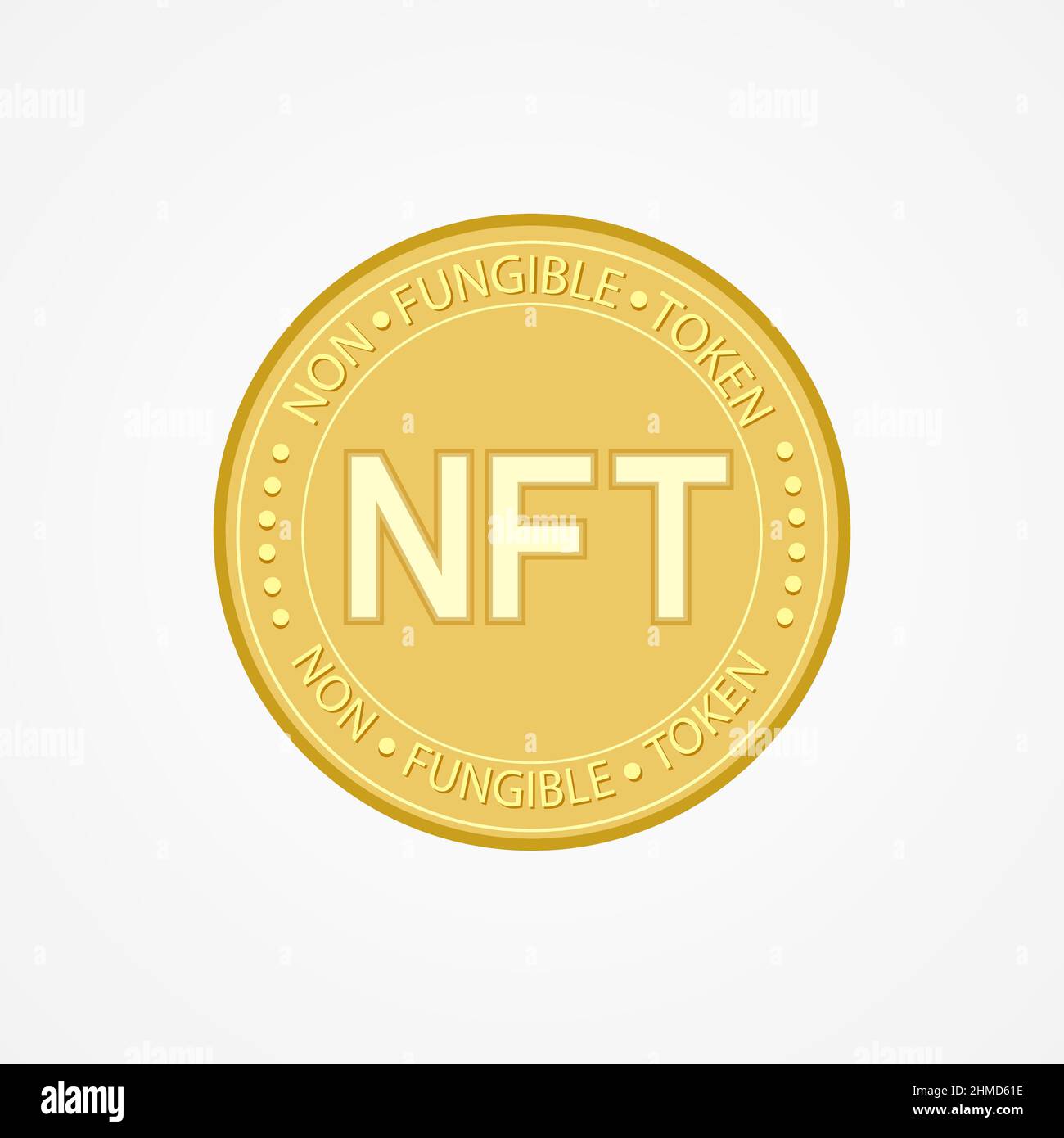 Moneta oro token non-fungibile. Icona della valuta crittografica digitale. Illustrazione vettoriale Illustrazione Vettoriale