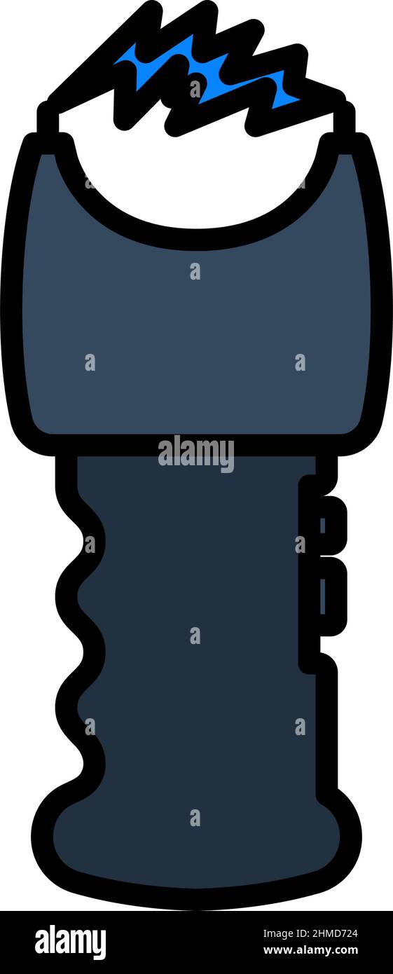 Icona della pistola Stun. Contorno grassetto modificabile con disegno di riempimento a colori. Illustrazione vettoriale. Illustrazione Vettoriale