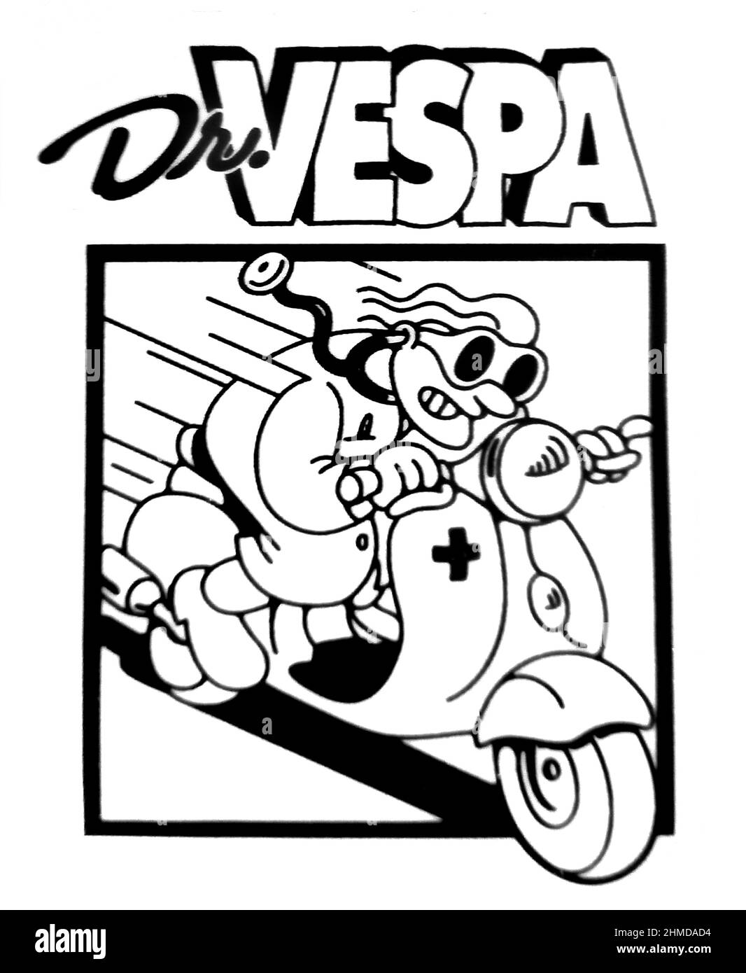 Adesivi pubblicitari Vespa scooter marca Piaggio durante un Expo Wheels 2021 moto mostra Foto Stock