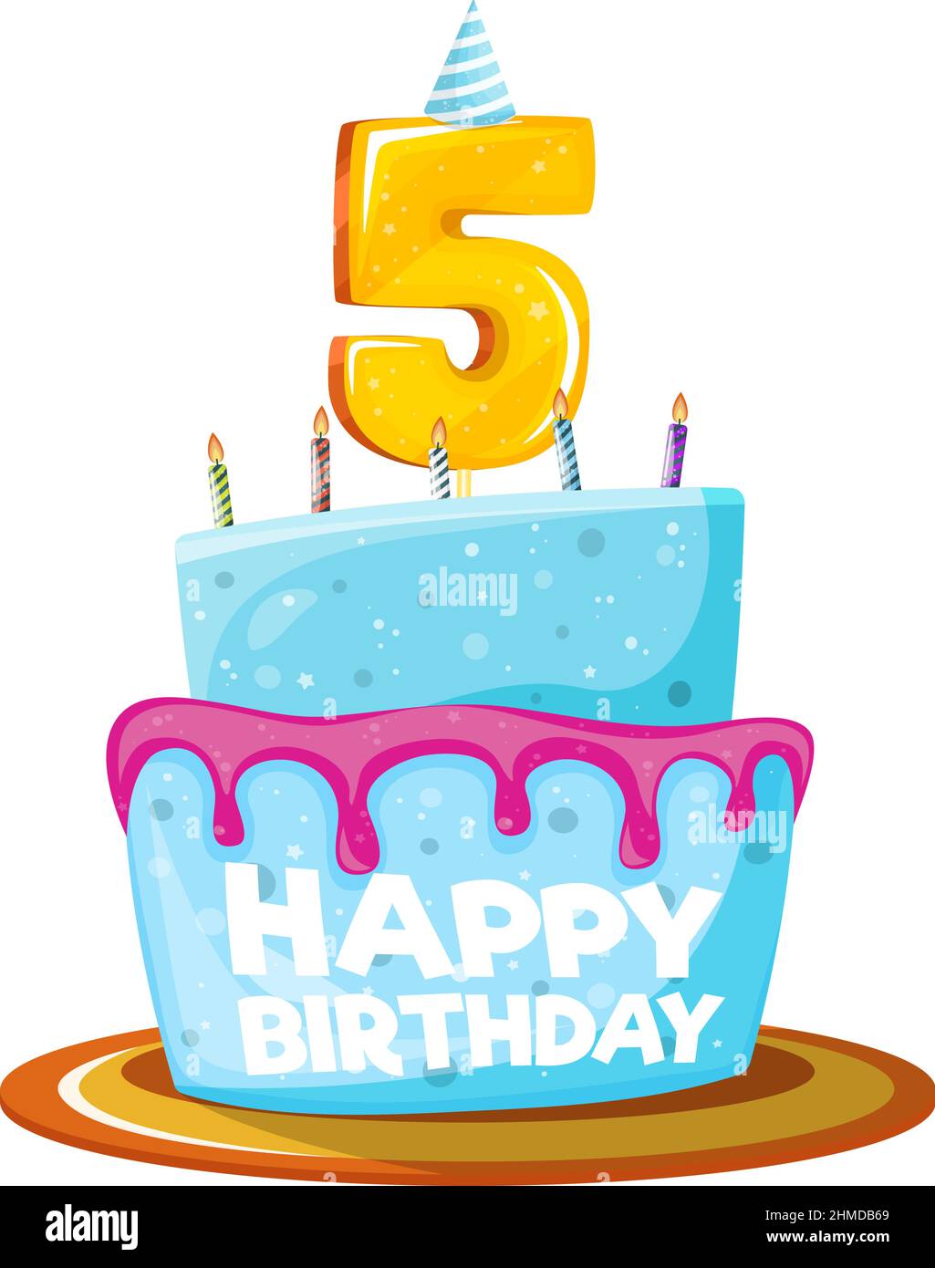 Candela Numero 5 Giallo Dinosauro Per Torta Di Compleanno - Decorazione Divertente Per Festa Bambini 5 Anni
