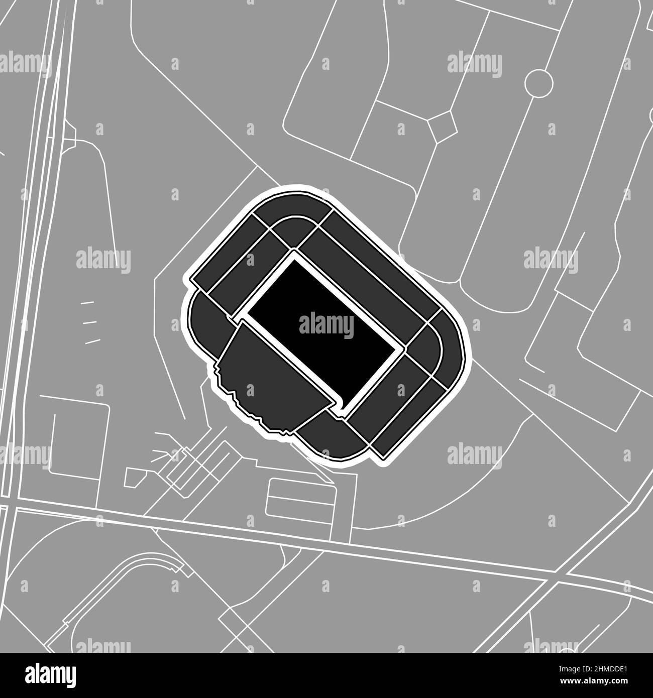 Glasgow, Baseball MLB Stadium, mappa vettoriale. La mappa dello stadio di baseball è stata disegnata con aree bianche e linee per le strade principali, le strade laterali. Illustrazione Vettoriale