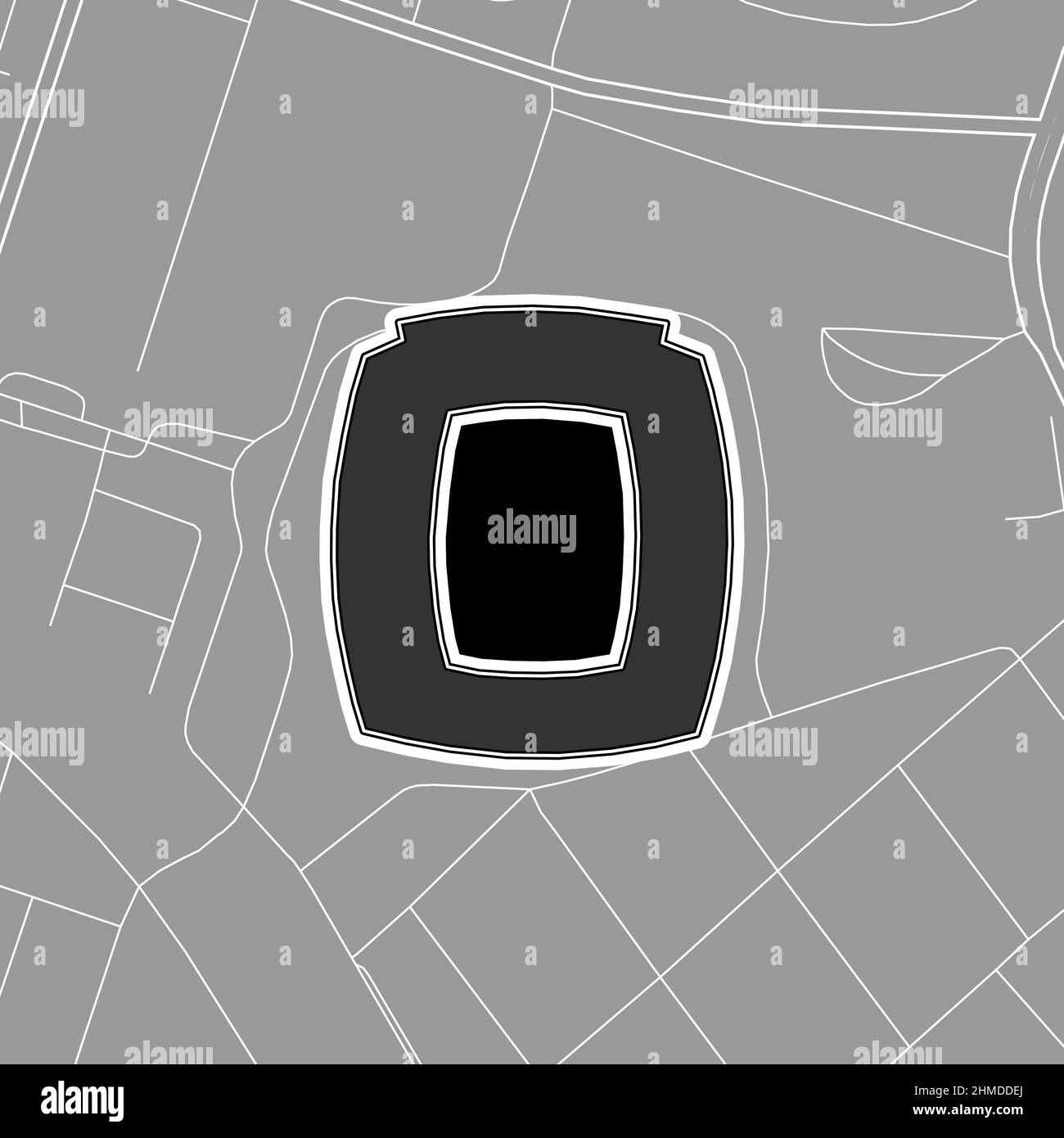 Johannesburg, Stadio MLB di baseball, mappa vettoriale. La mappa dello stadio di baseball è stata disegnata con aree bianche e linee per le strade principali, le strade laterali. Illustrazione Vettoriale