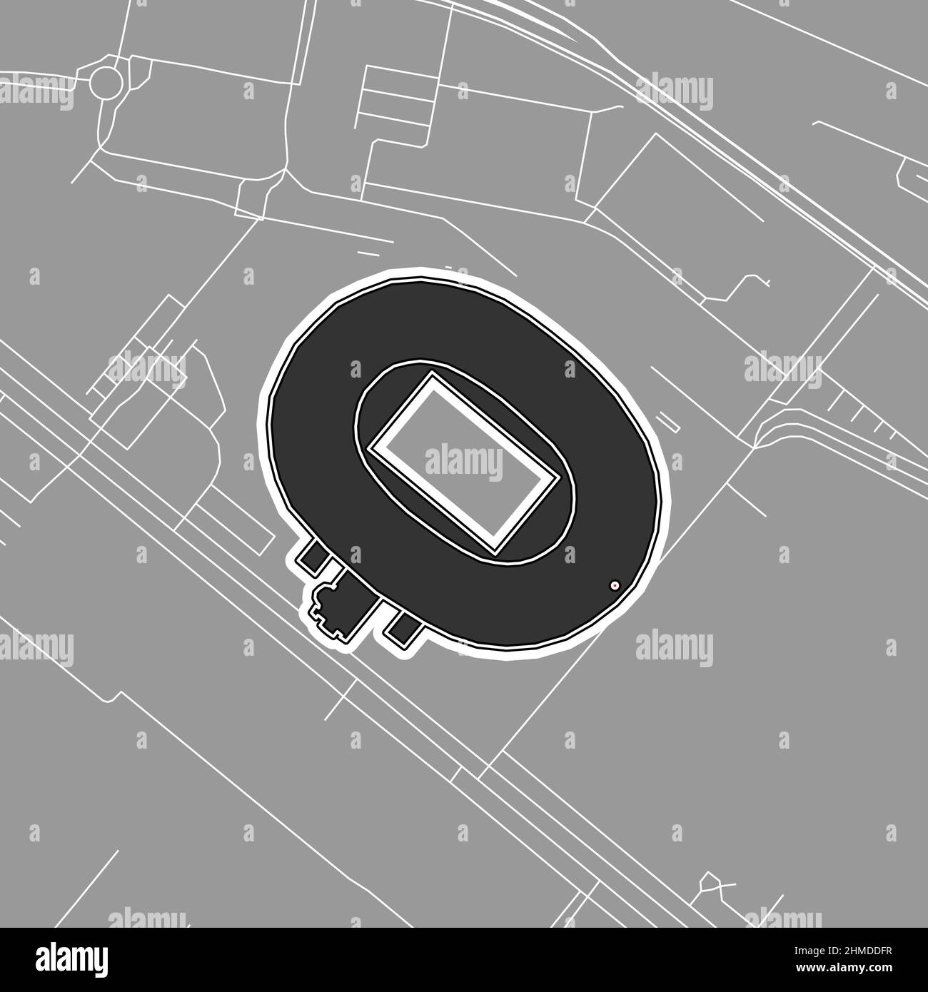 Stoccarda, stadio MLB di baseball, mappa vettoriale. La mappa dello stadio di baseball è stata disegnata con aree bianche e linee per le strade principali, le strade laterali. Illustrazione Vettoriale