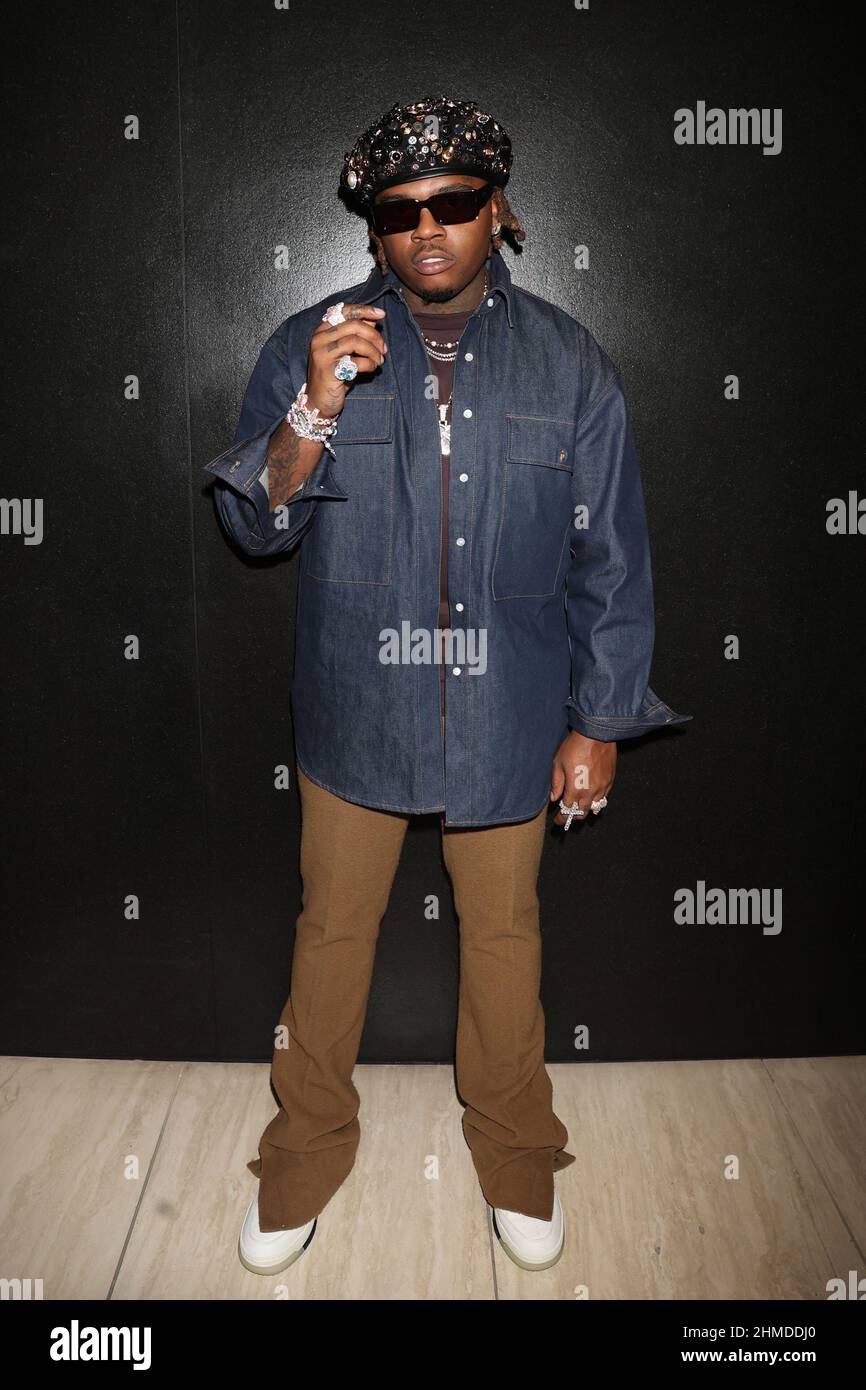 Los Angeles, CA. 08th Feb 2022. Gunna all'AMIRI Autunno-Inverno 2022 Runway Show il 08 febbraio 2022 a Los Angeles, California. Credit: Walik Goshorn/Media Punch/Alamy Live News Foto Stock