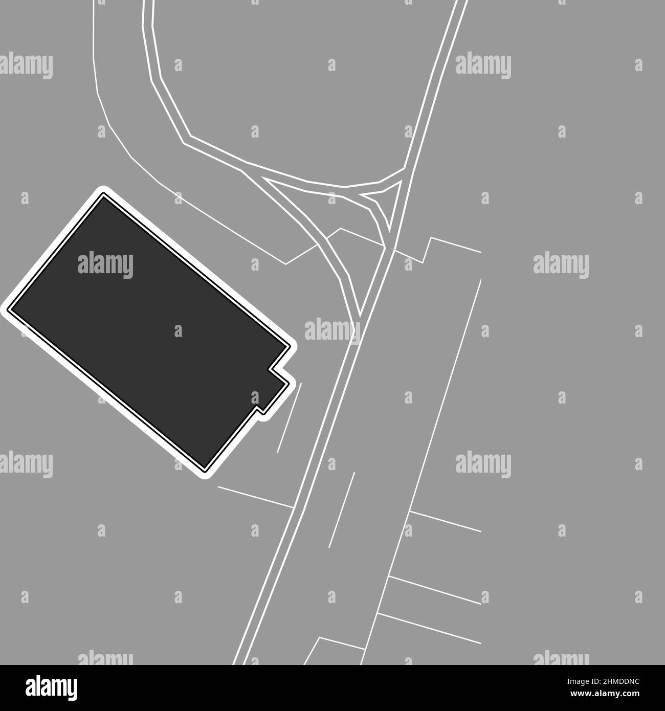 Budapest, Stadio MLB di baseball, mappa vettoriale. La mappa dello stadio di baseball è stata disegnata con aree bianche e linee per le strade principali, le strade laterali. Illustrazione Vettoriale