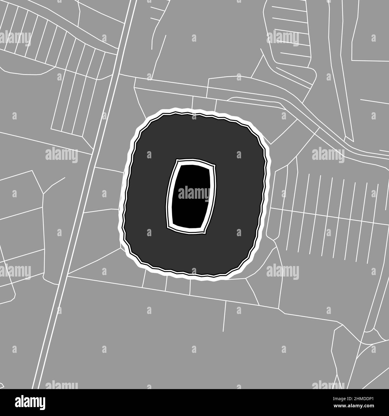 Amburgo, Baseball MLB Stadium, mappa vettoriale. La mappa dello stadio di baseball è stata disegnata con aree bianche e linee per le strade principali, le strade laterali. Illustrazione Vettoriale