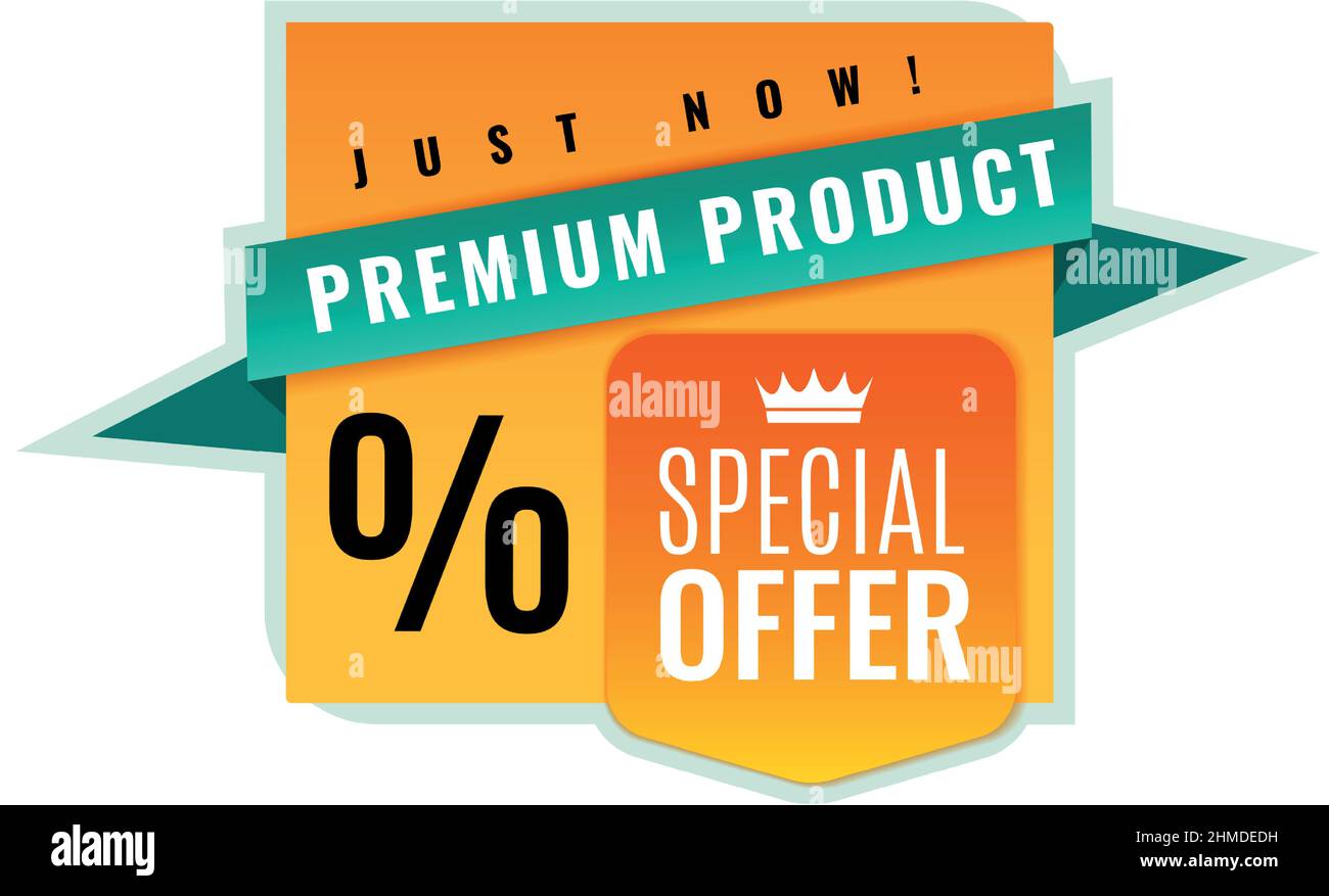 Adesivo dell'offerta speciale per prodotti premium. Etichetta di carta Illustrazione Vettoriale