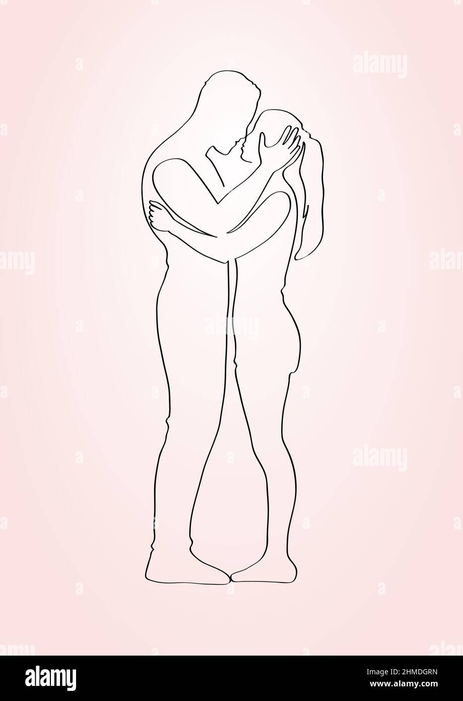 Design minimalista a linea singola continua Love. Illustrazione vettoriale Illustrazione Vettoriale