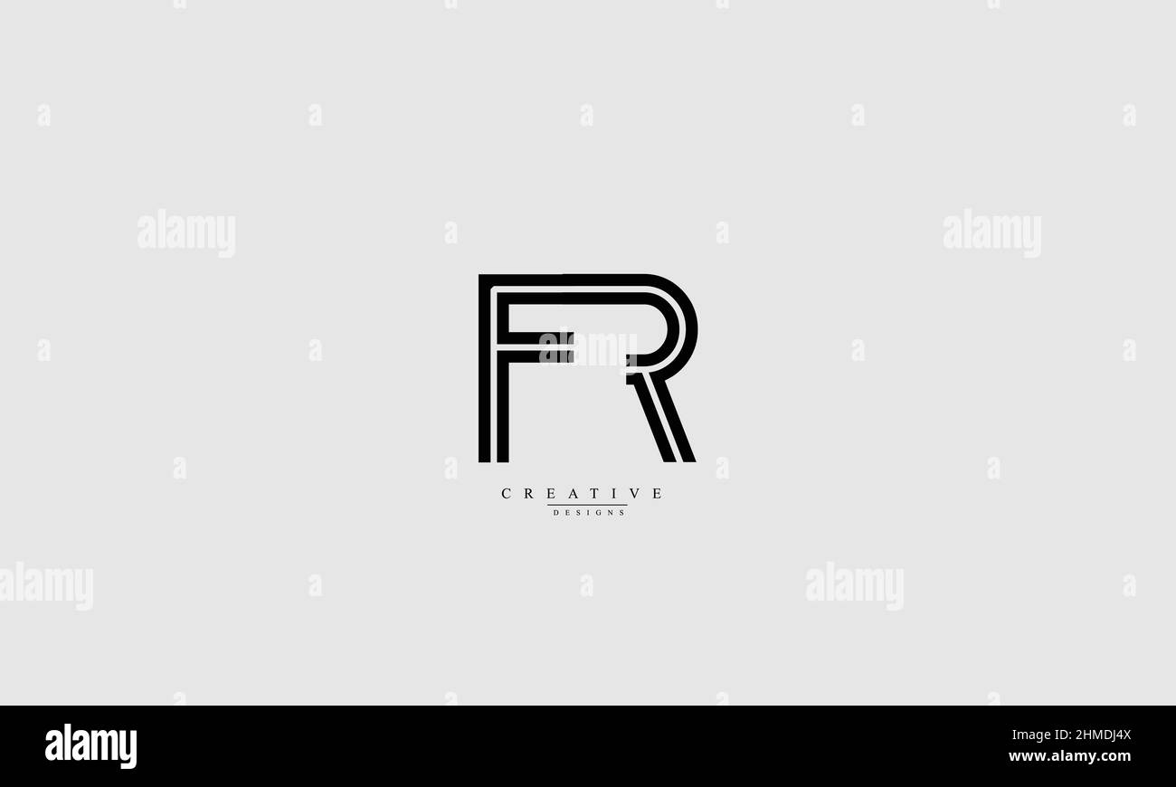 Lettere maiuscole iniziali logo monogramma FR RF F R Illustrazione Vettoriale