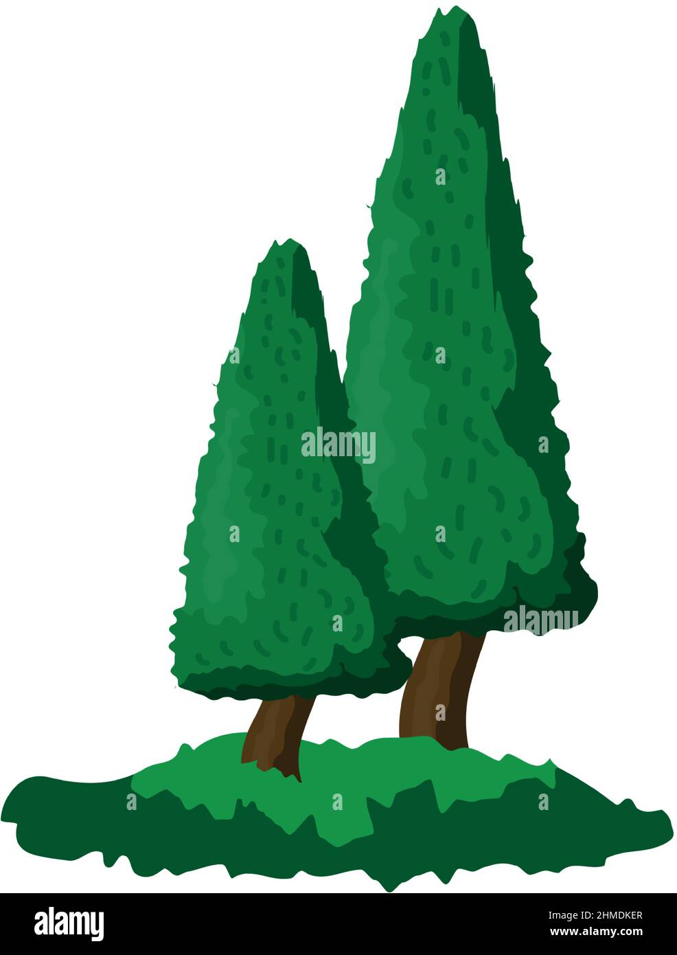 Realistico alberi di abete verde denso su sfondo bianco - illustrazione vettoriale Illustrazione Vettoriale
