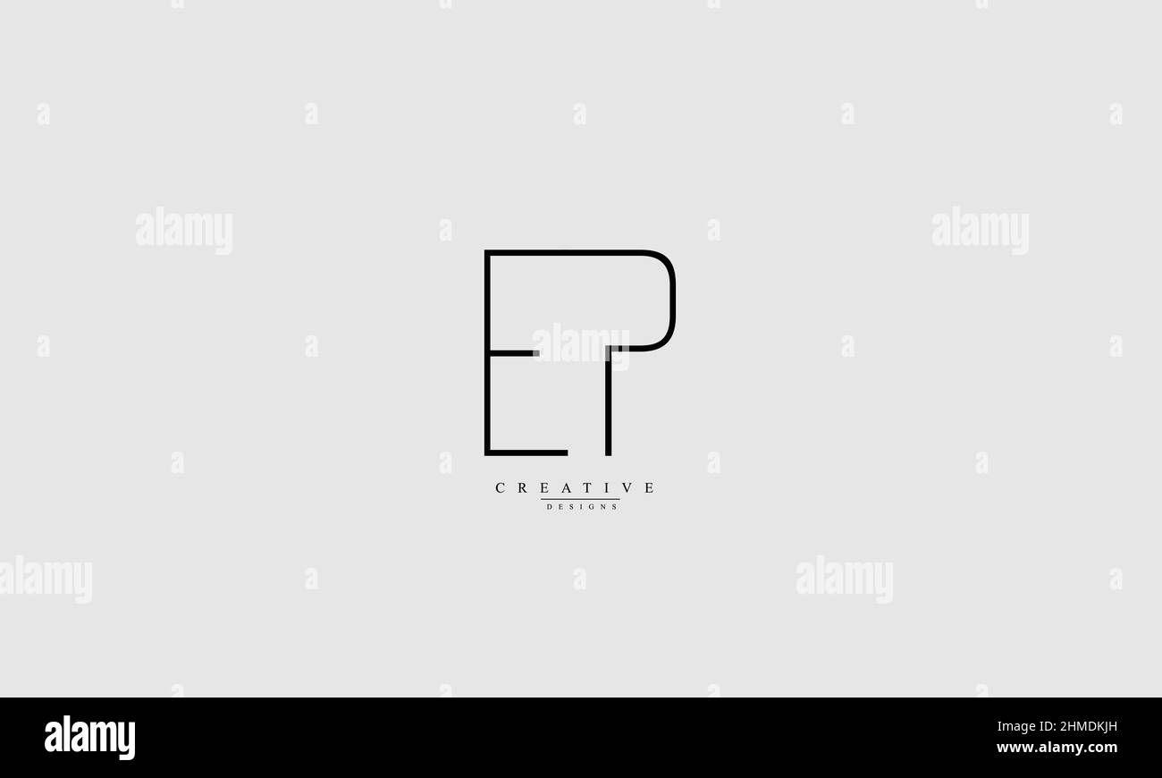 Lettere alfabetiche iniziali logo monogramma EP PE e P Illustrazione Vettoriale