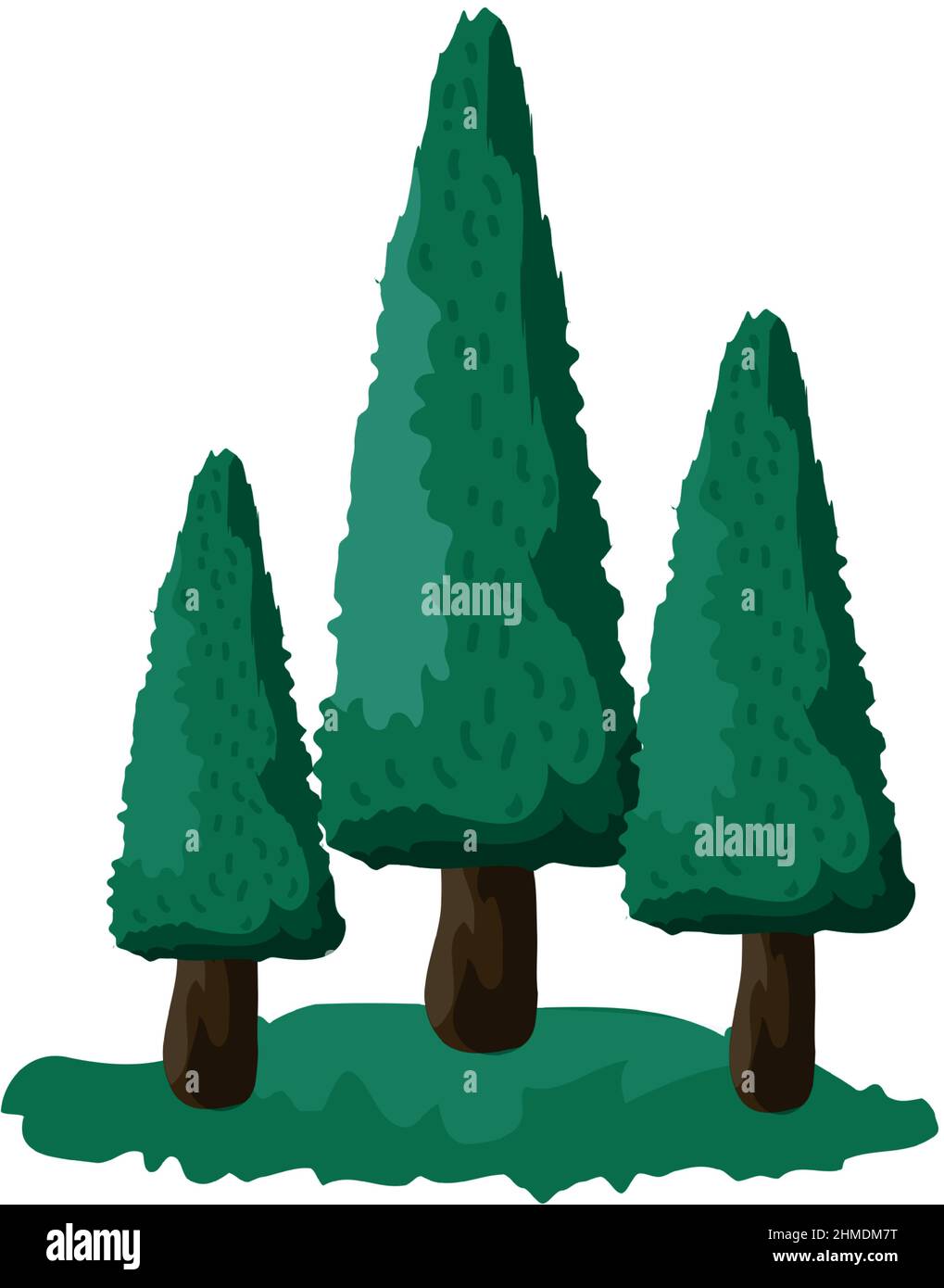 Realistico alberi di abete verde denso su sfondo bianco - illustrazione vettoriale Illustrazione Vettoriale