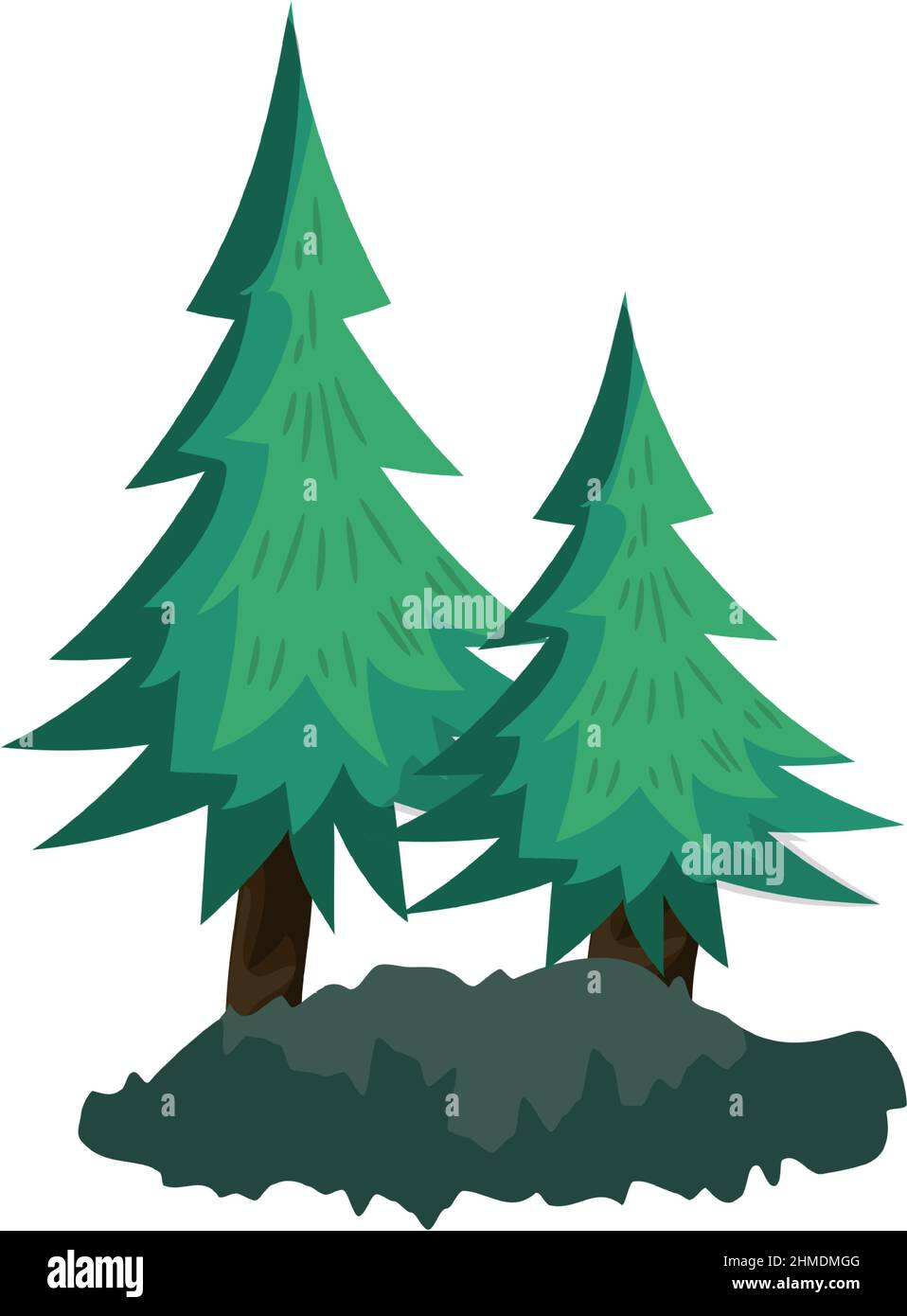 Realistico alberi di abete verde denso su sfondo bianco - illustrazione vettoriale Illustrazione Vettoriale
