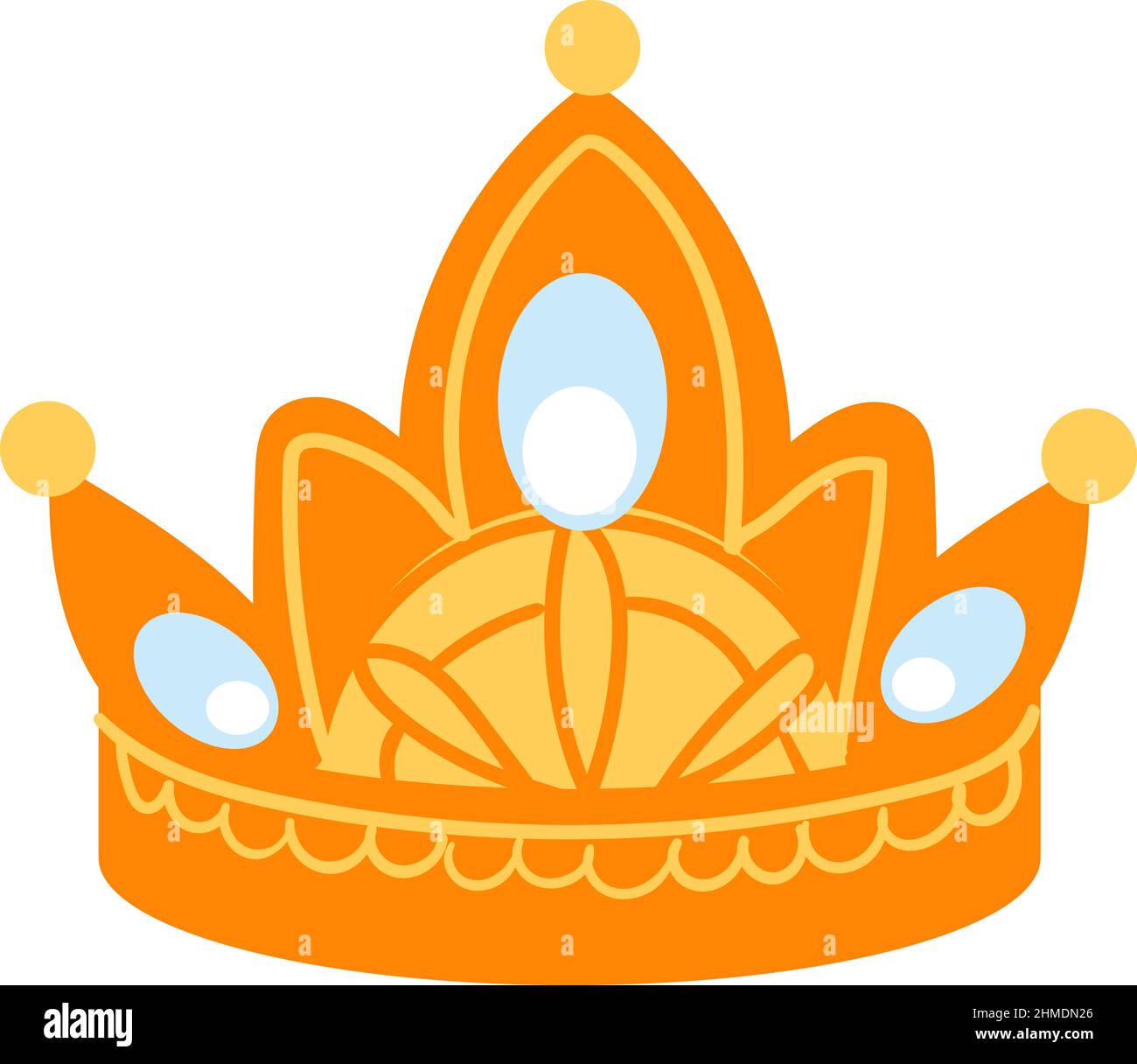 Carina corona di cartoni animati. Simbolo della maestà reale d'oro Illustrazione Vettoriale