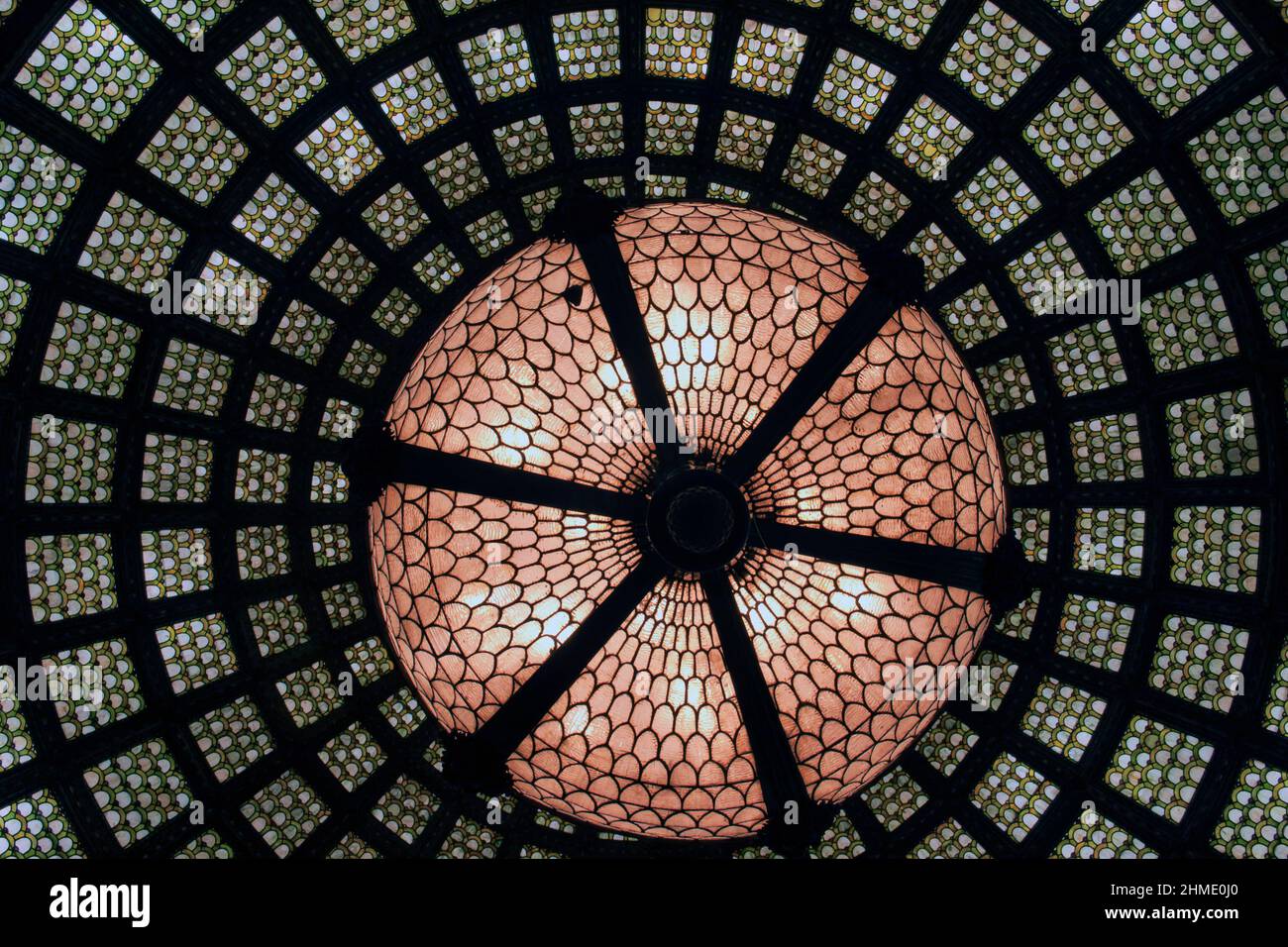 Tiffany Dome, Chicago Cultural Center, Preston Bradley Hall Foto Stock