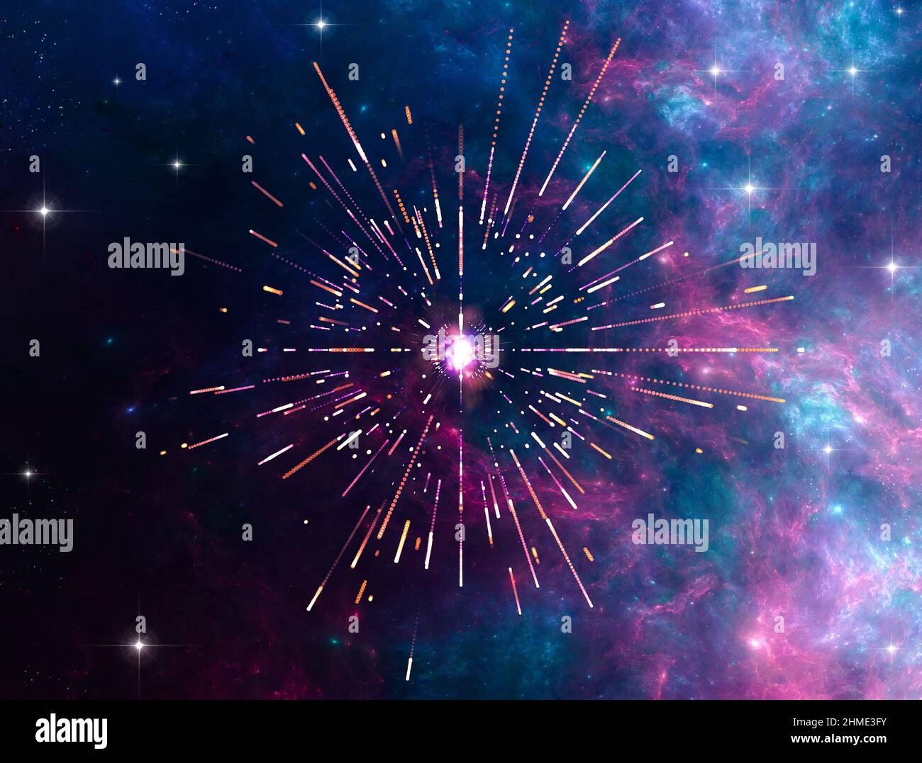 La maggior parte dell'energia di una supernova collassante viene irradiata sotto forma di neutrini, prodotta quando i protoni e gli elettroni si combinano formando neutroni Foto Stock