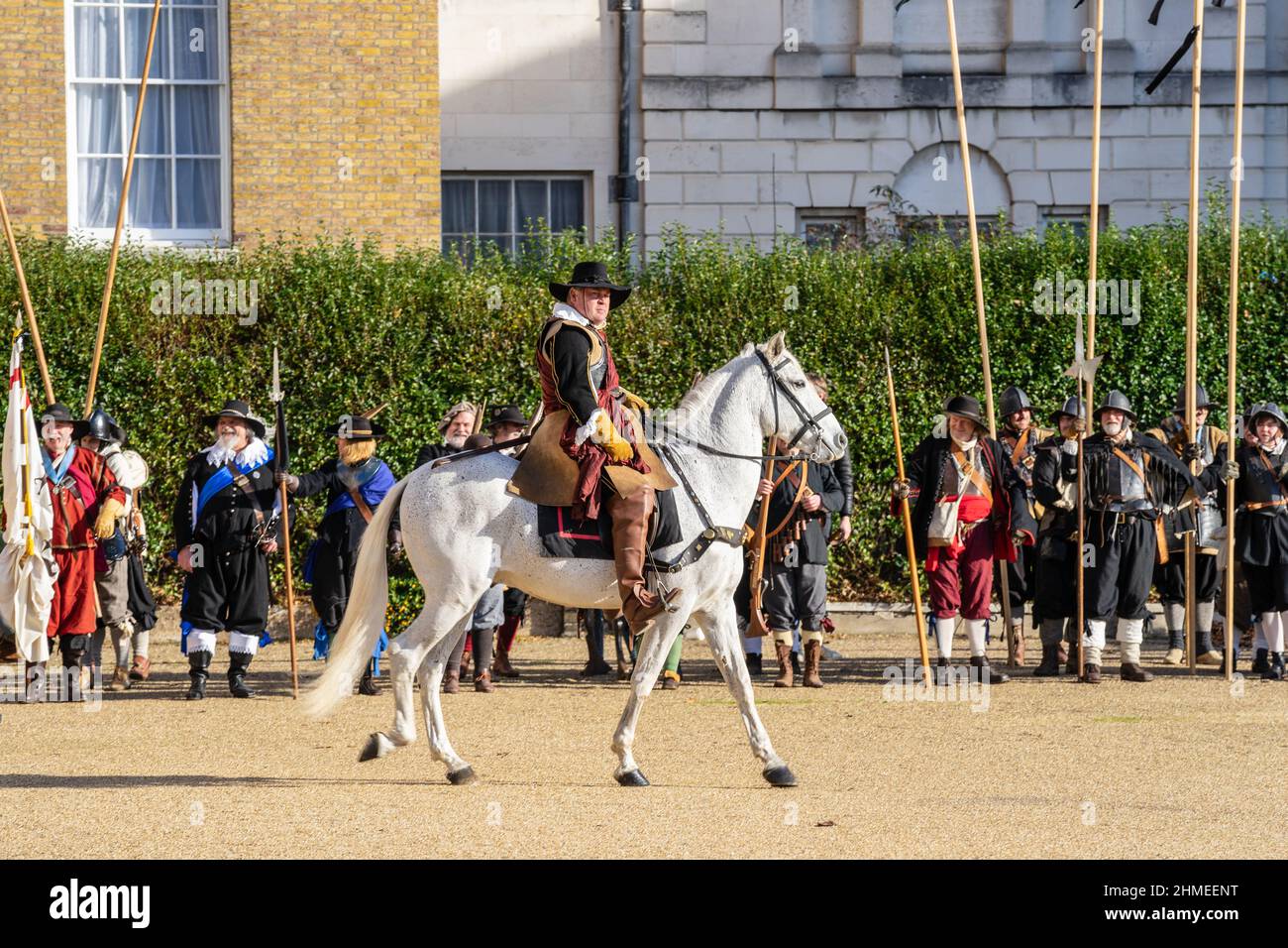 L'Esercito dei Re, parte della Società della Guerra civile Inglese. 50th anniversario della parata dell'Esercito dei Re. Londra, 30 gennaio 2022 Foto Stock