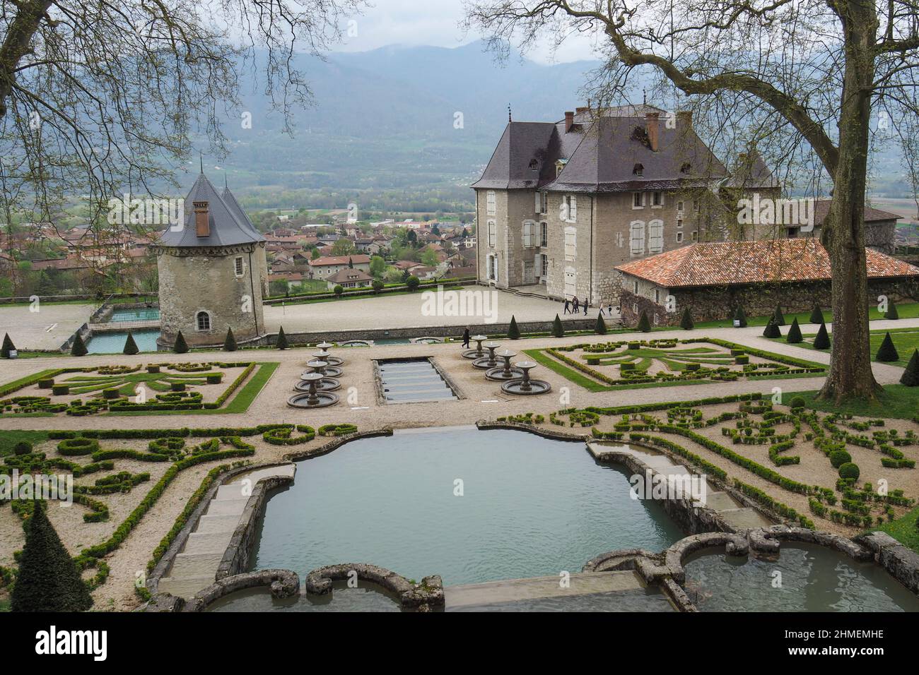 Castello di Touvet e giardini, Isere, Rhône Alpes Auvergne, Francia, Europa Foto Stock