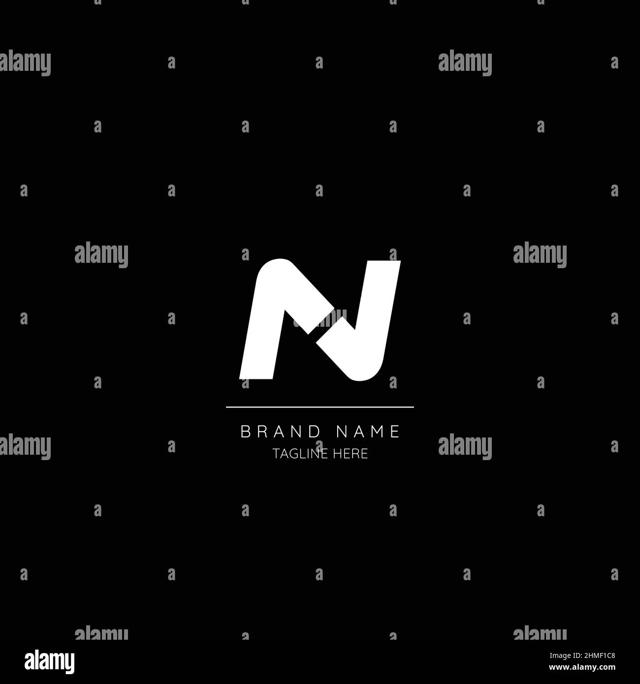 Logo con base iniziale in bianco e nero con lettera N. stile minimale. Illustrazione Vettoriale