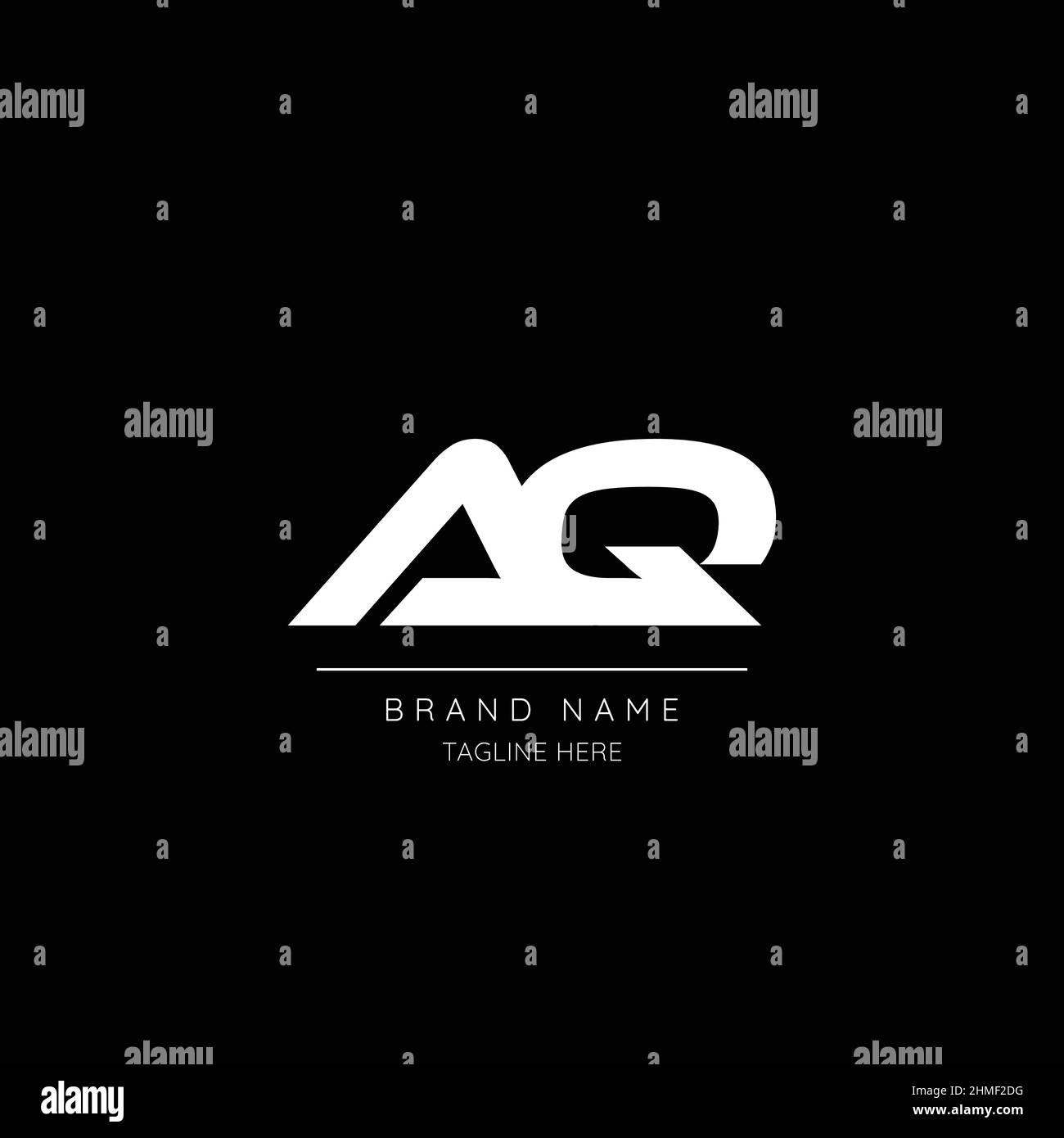 Logo base iniziale AQ in bianco e nero dallo stile minimal. Illustrazione Vettoriale