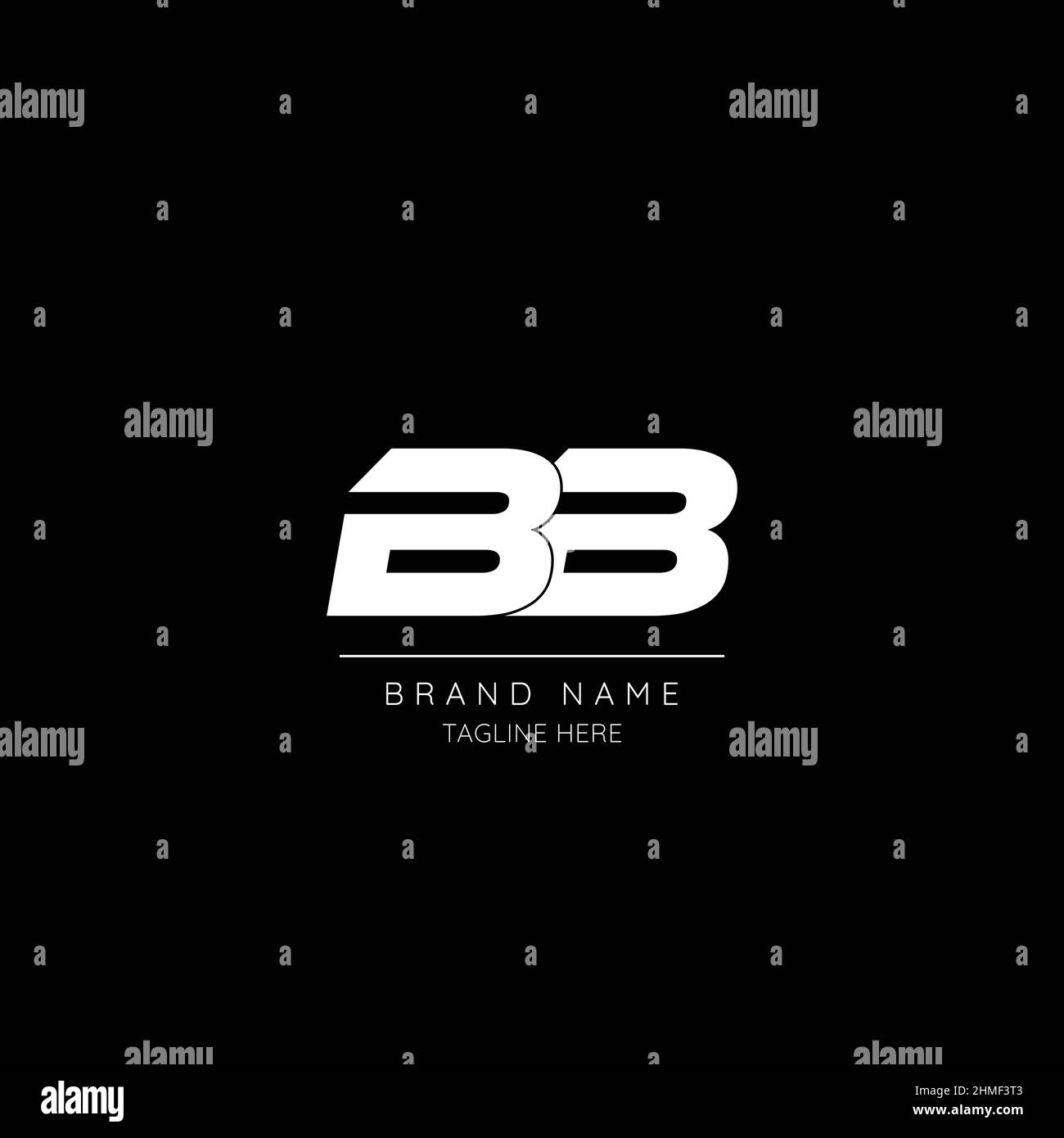 Icona di stile minimal in bianco e nero lettera BB logo basato su iniziale. Illustrazione Vettoriale