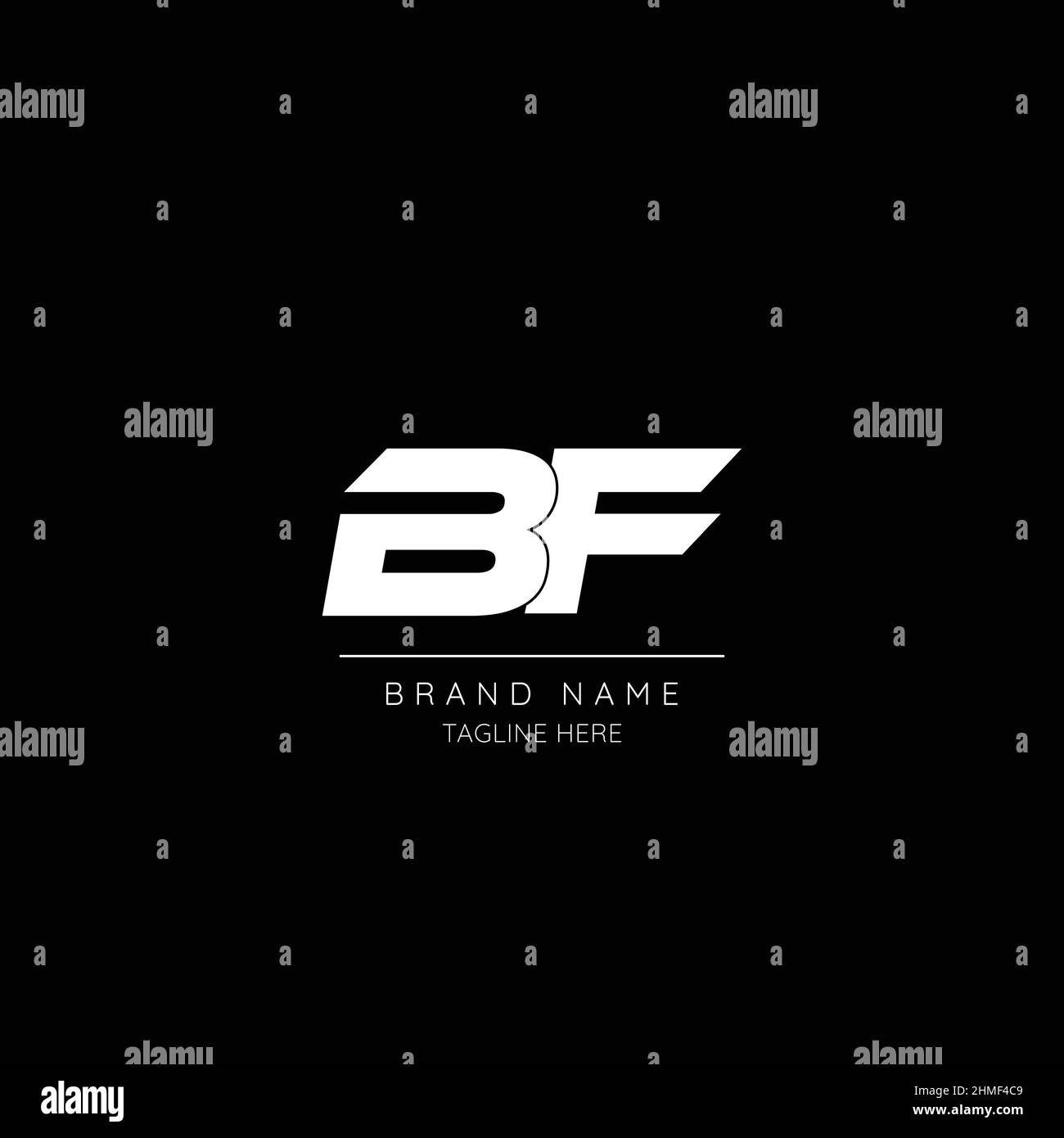 Icona di stile minimal in bianco e nero lettera BF logo basato su iniziale. Illustrazione Vettoriale