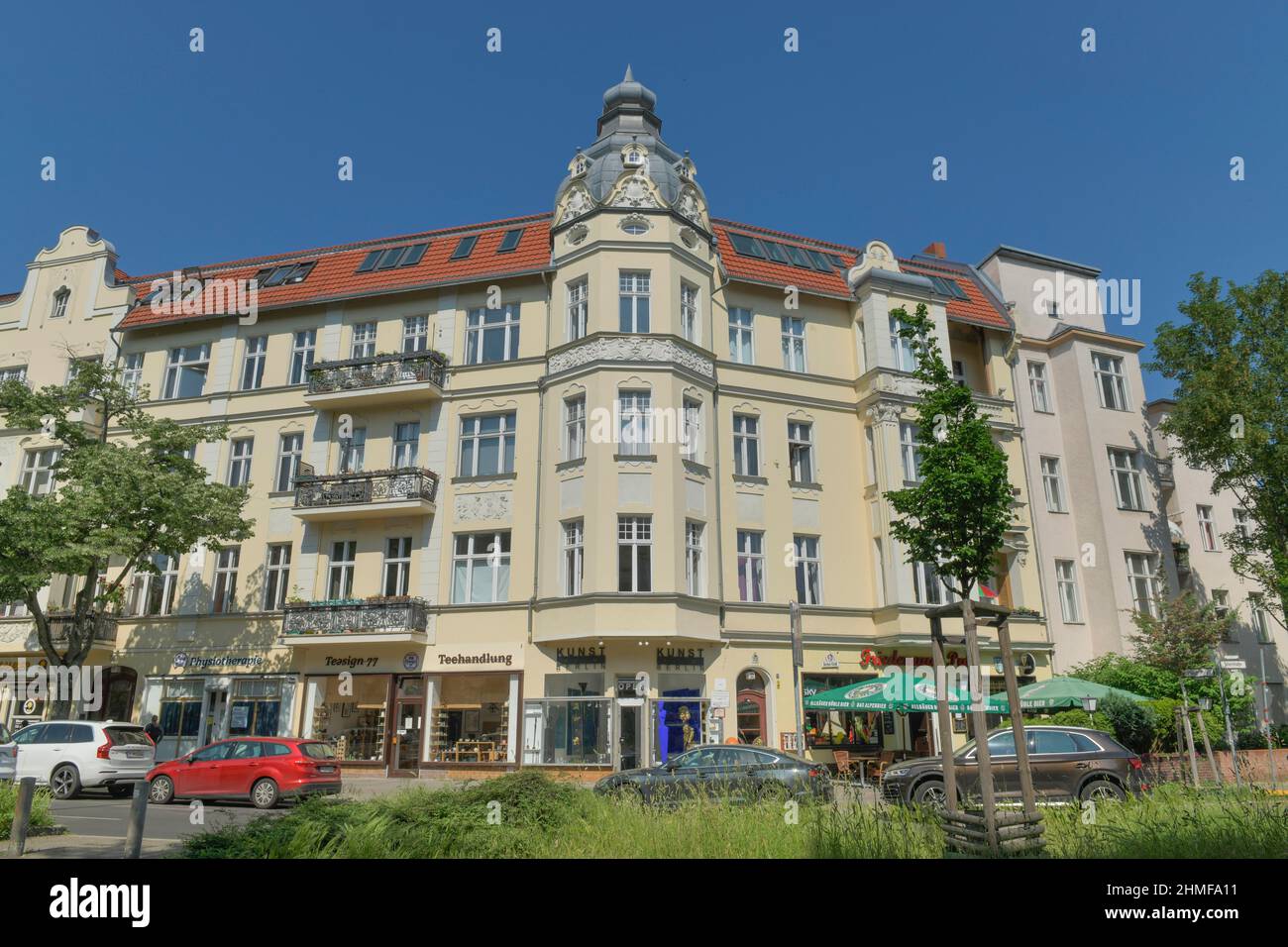 Vecchio edificio, Rheinstrasse, Friedenau, Berlino, Germania Foto Stock