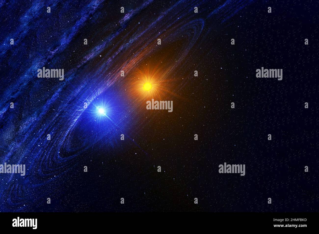 Sistema a doppia stella. Elementi di questa immagine forniti dalla NASA. Foto di alta qualità Foto Stock