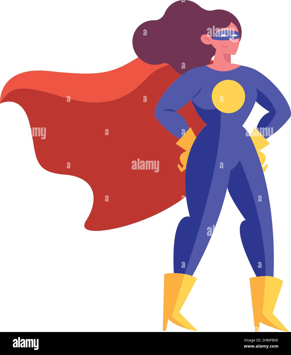 superheroe femminile con maschera icona piatta Illustrazione Vettoriale