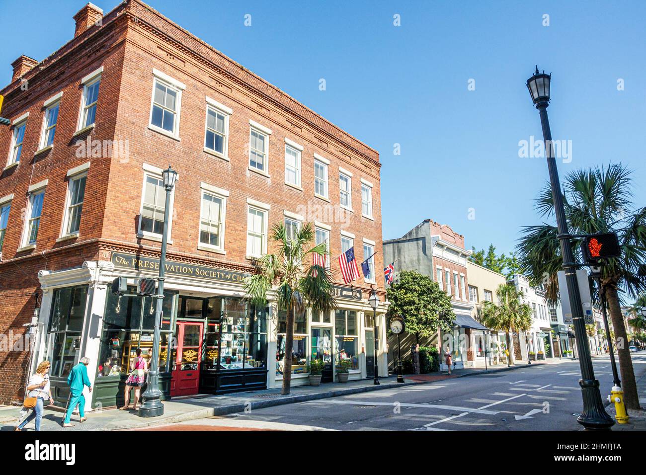 Charleston South Carolina, centro storico, King Street, The Preservation Society of Charleston, negozio, edificio, esterno, quartiere degli affari, aziende, sh Foto Stock