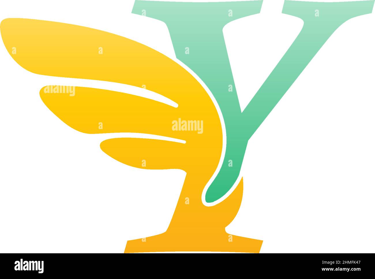 Illustrazione dell'icona del logo lettera Y con il vettore delle ali Illustrazione Vettoriale