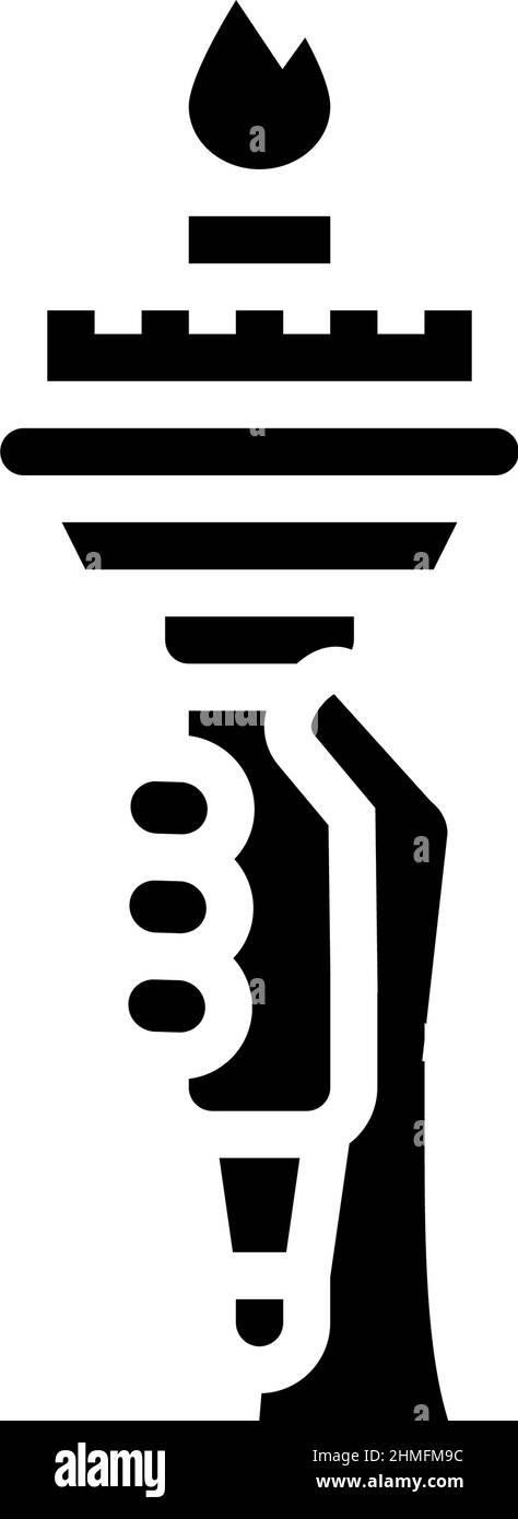 illustrazione vettoriale icona glyph della statua della libertà Illustrazione Vettoriale