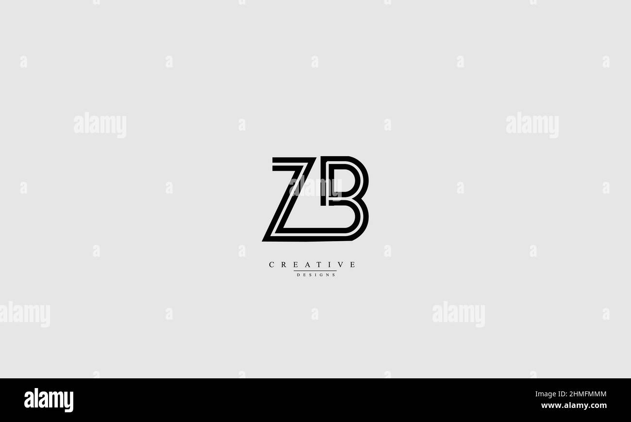 Lettere alfabetiche iniziali logo monogramma ZB BZ Z B. Illustrazione Vettoriale