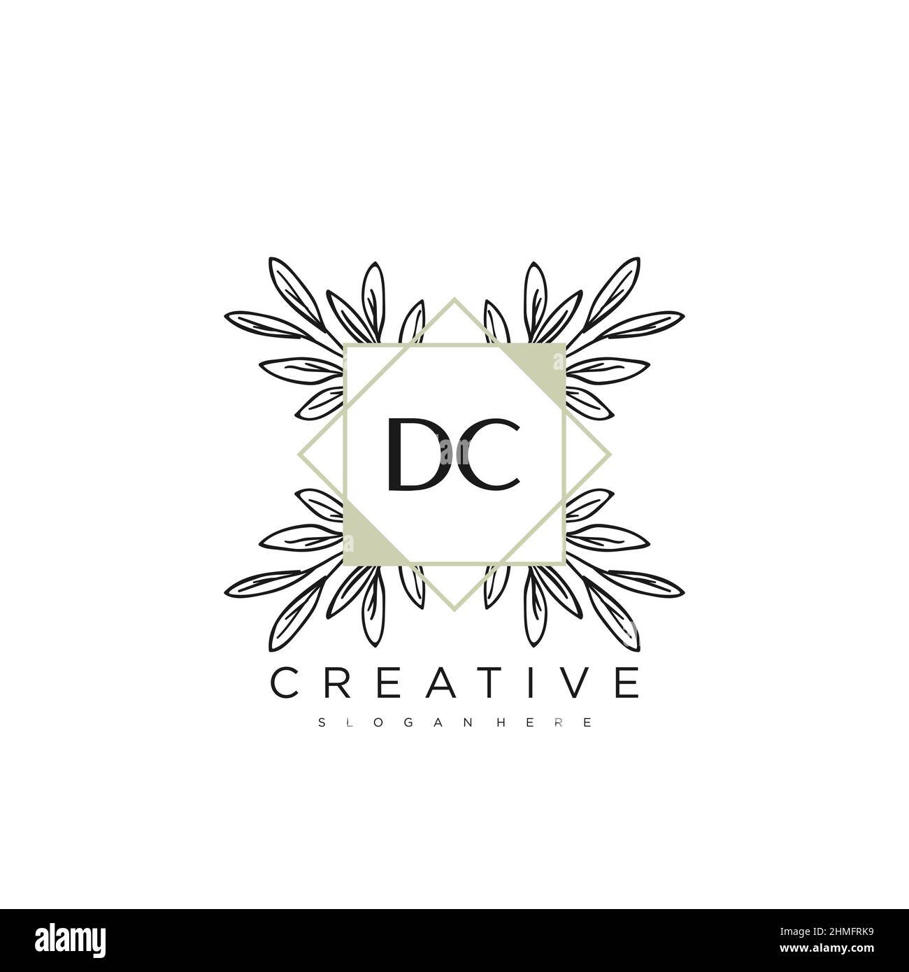 DC Initial Letter Flower Logo Template vettore premium Illustrazione Vettoriale