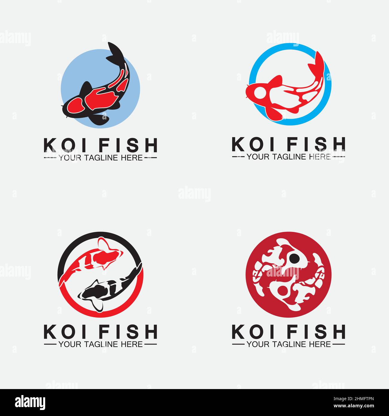 Modello vettoriale Koi Fish Logo Design Illustrazione Vettoriale