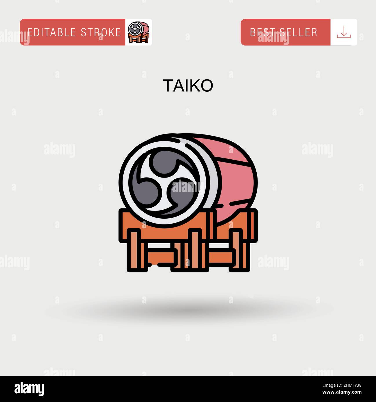 Icona vettore semplice taiko. Illustrazione Vettoriale