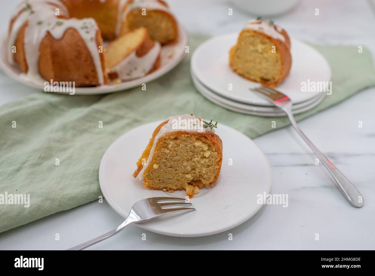 pan di spugna di timo alla vaniglia Foto Stock