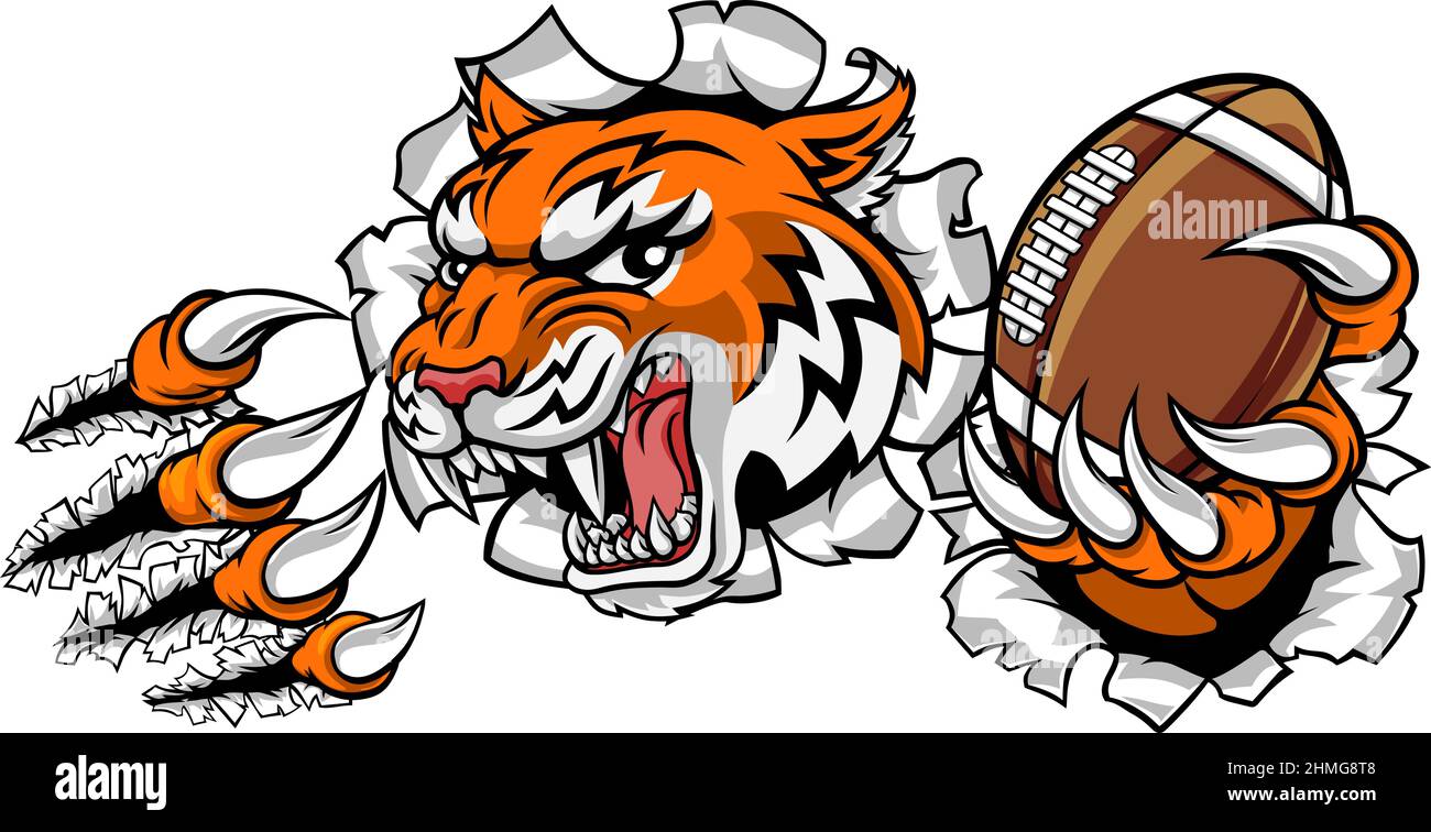 Tiger giocatore di football americano mascotte sportive Illustrazione Vettoriale