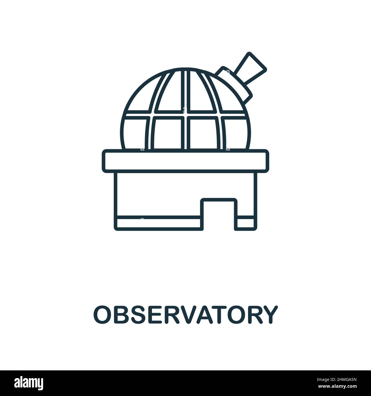 Icona Osservatorio. Elemento linea da raccolta spazio. Simbolo dell'icona dell'Osservatorio lineare per il web design, l'infografia e altro ancora. Illustrazione Vettoriale