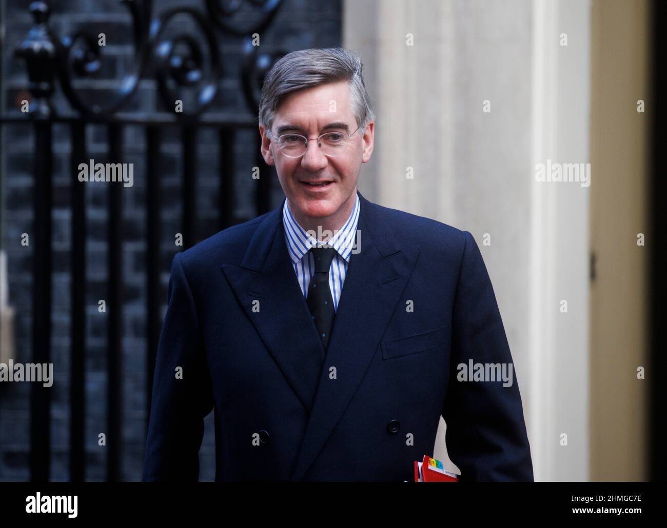 Jacob Rees-Mogg, ministro di Stato per le opportunità di Brexit e l’efficienza del governo, di recente nomina, a Downing Street. Foto Stock