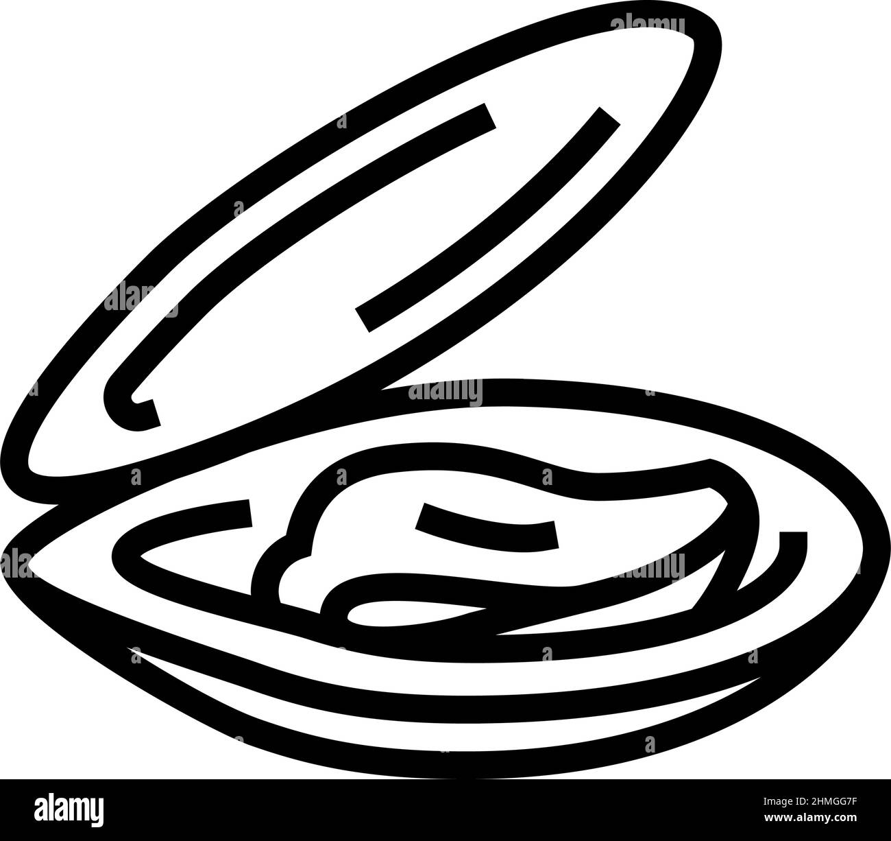 illustrazione vettoriale dell'icona della linea di mussel della shell aperta Illustrazione Vettoriale