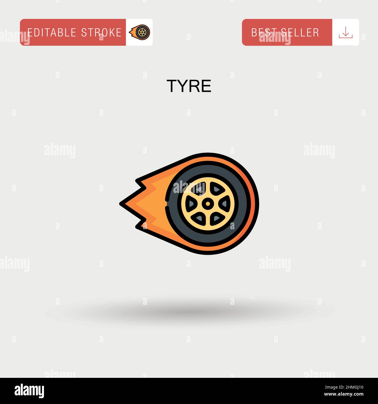 Icona del vettore pneumatico semplice. Illustrazione Vettoriale