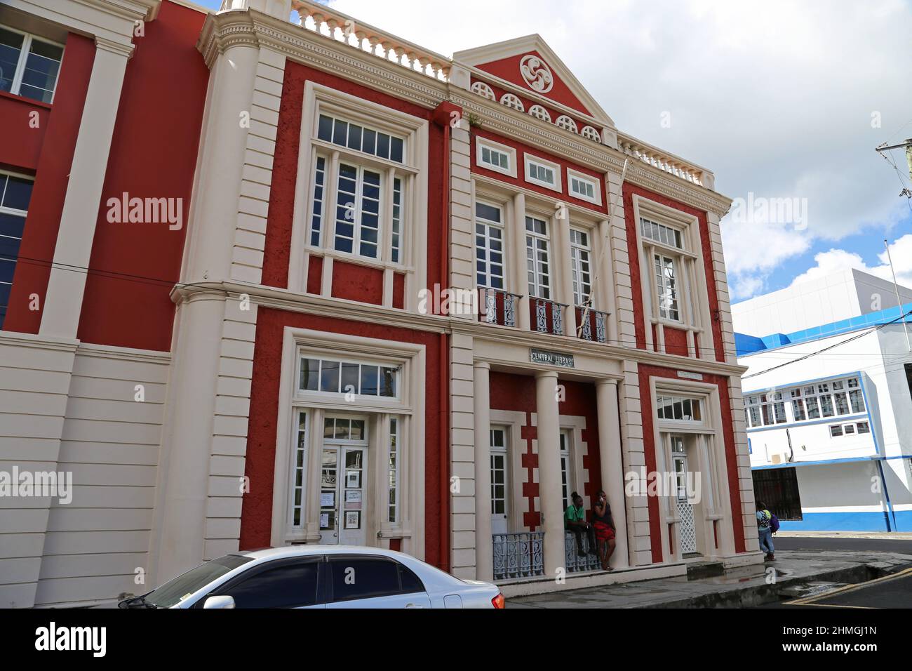 Carnegie Central Library, Bourbon Street, Derek Walcott Square, Castries, Santa Lucia, Isole Windward, piccole Antille, Indie Occidentali, Mare dei Caraibi Foto Stock