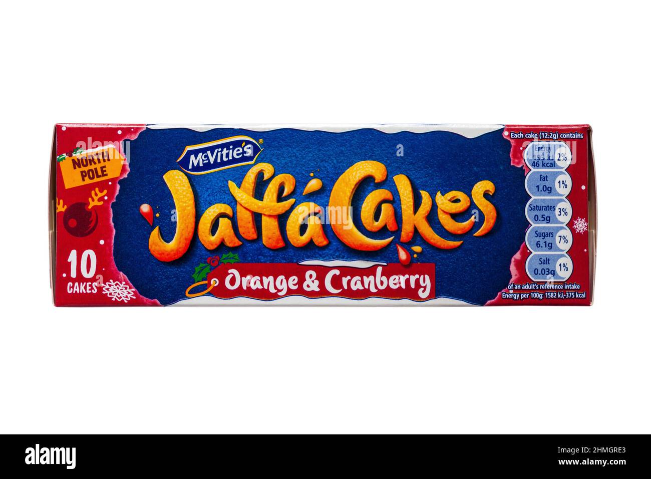 Scatola di McVities Jaffa torte arancio e mirtillo sapore isolato su sfondo bianco Foto Stock