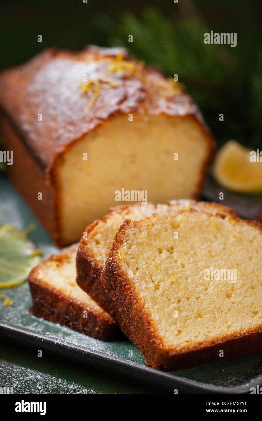 Deliziosa torta al limone fatta in casa (libbra), da vicino Foto Stock