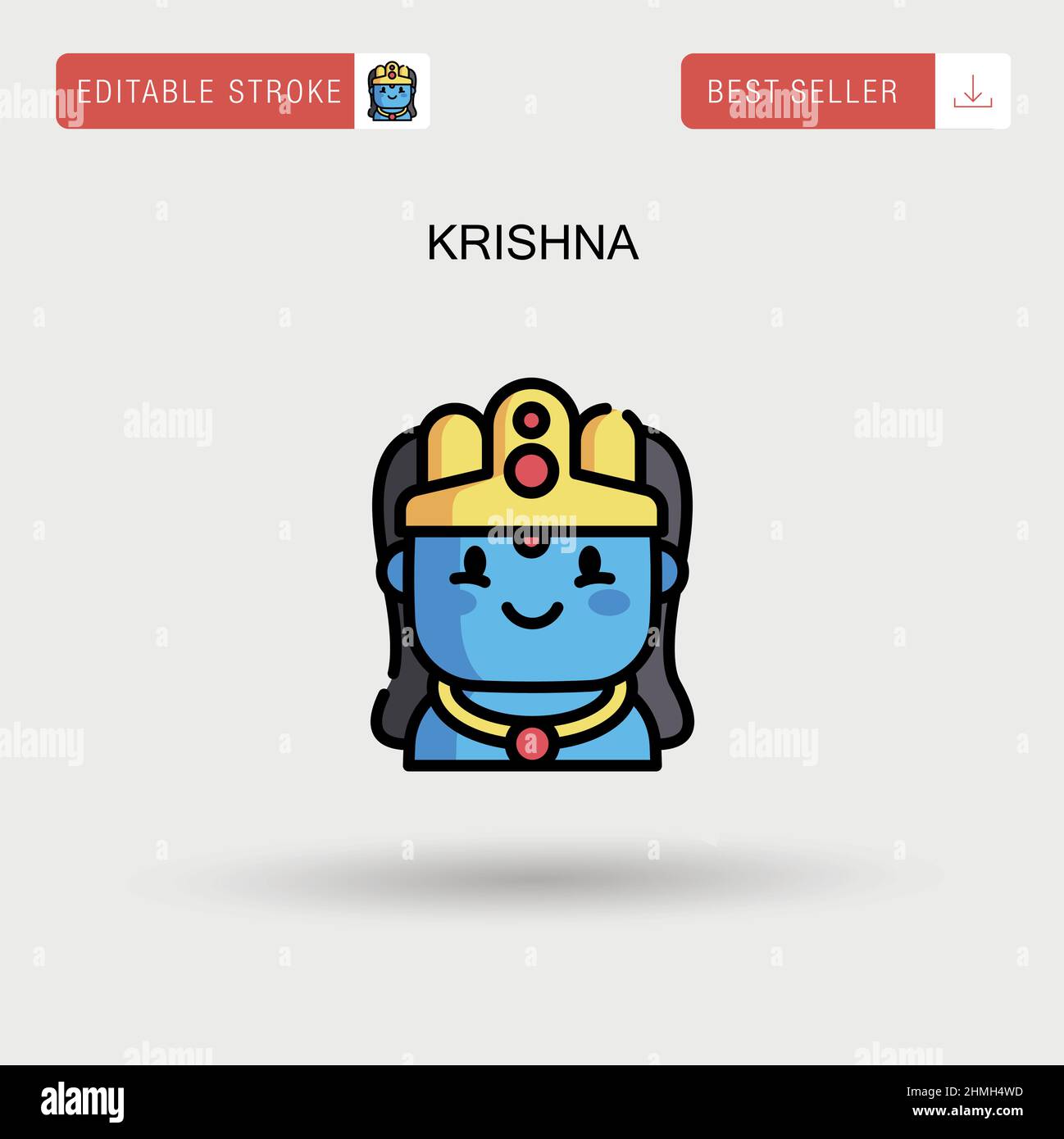 Icona vettore semplice Krishna. Illustrazione Vettoriale